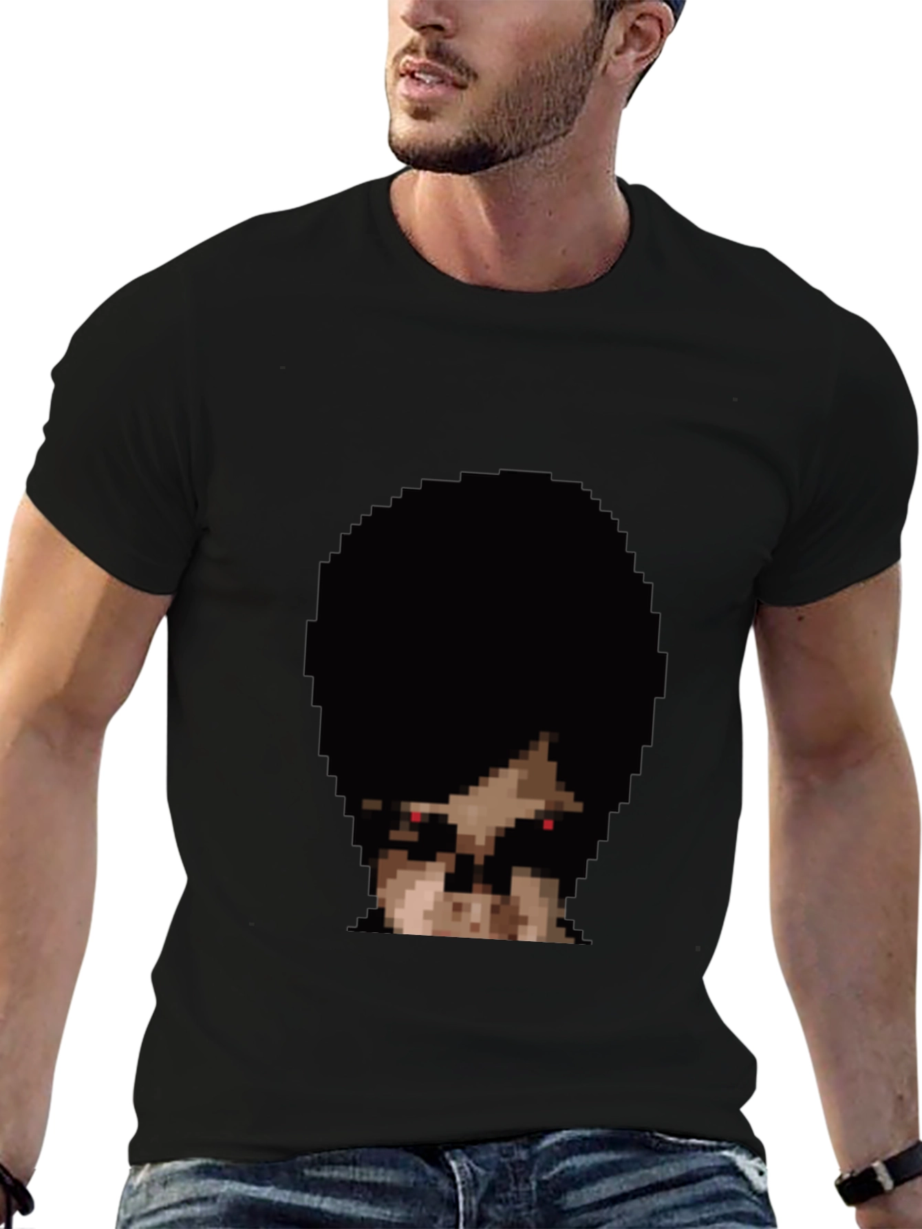 Pixel Horror Face Black T-Shirt