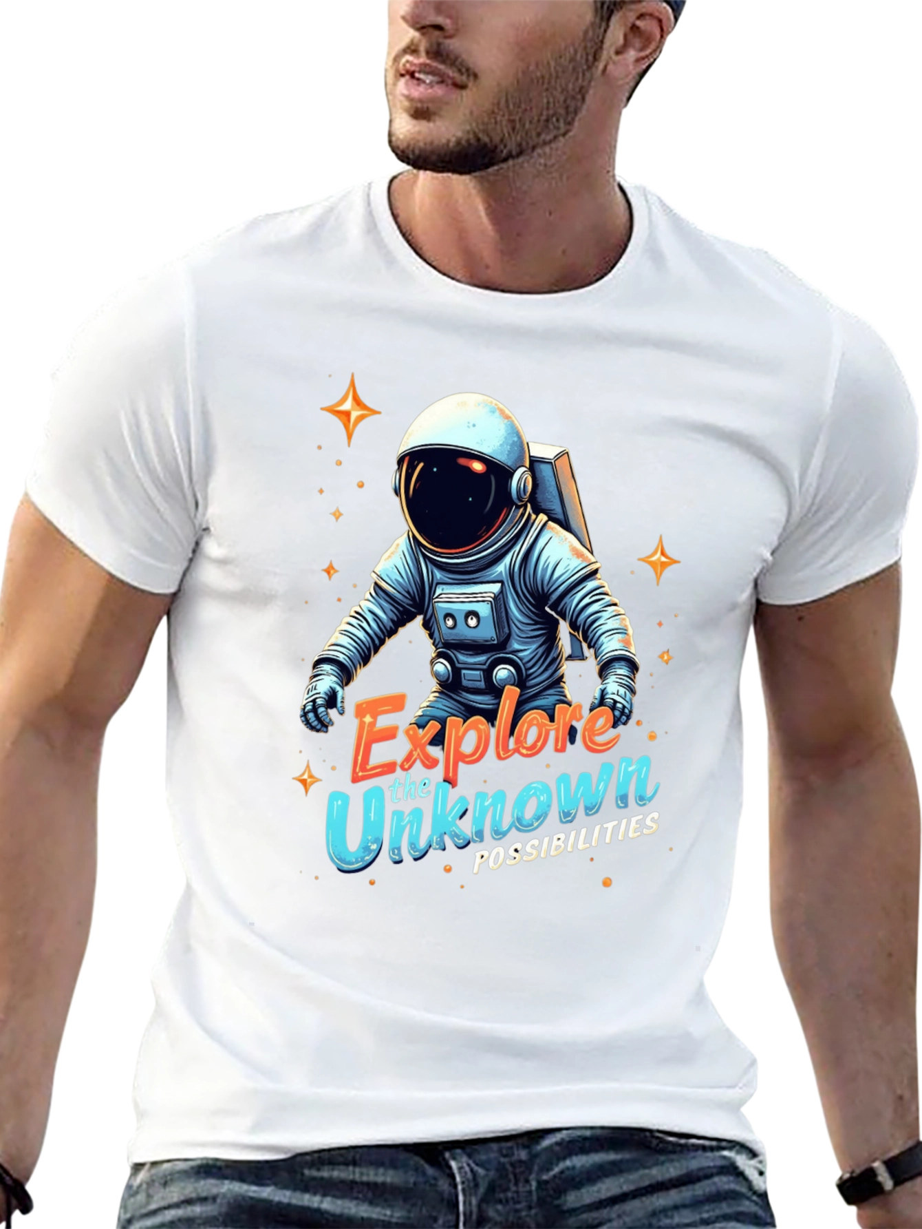 Explore Unknown Astronaut Black T-Shirt