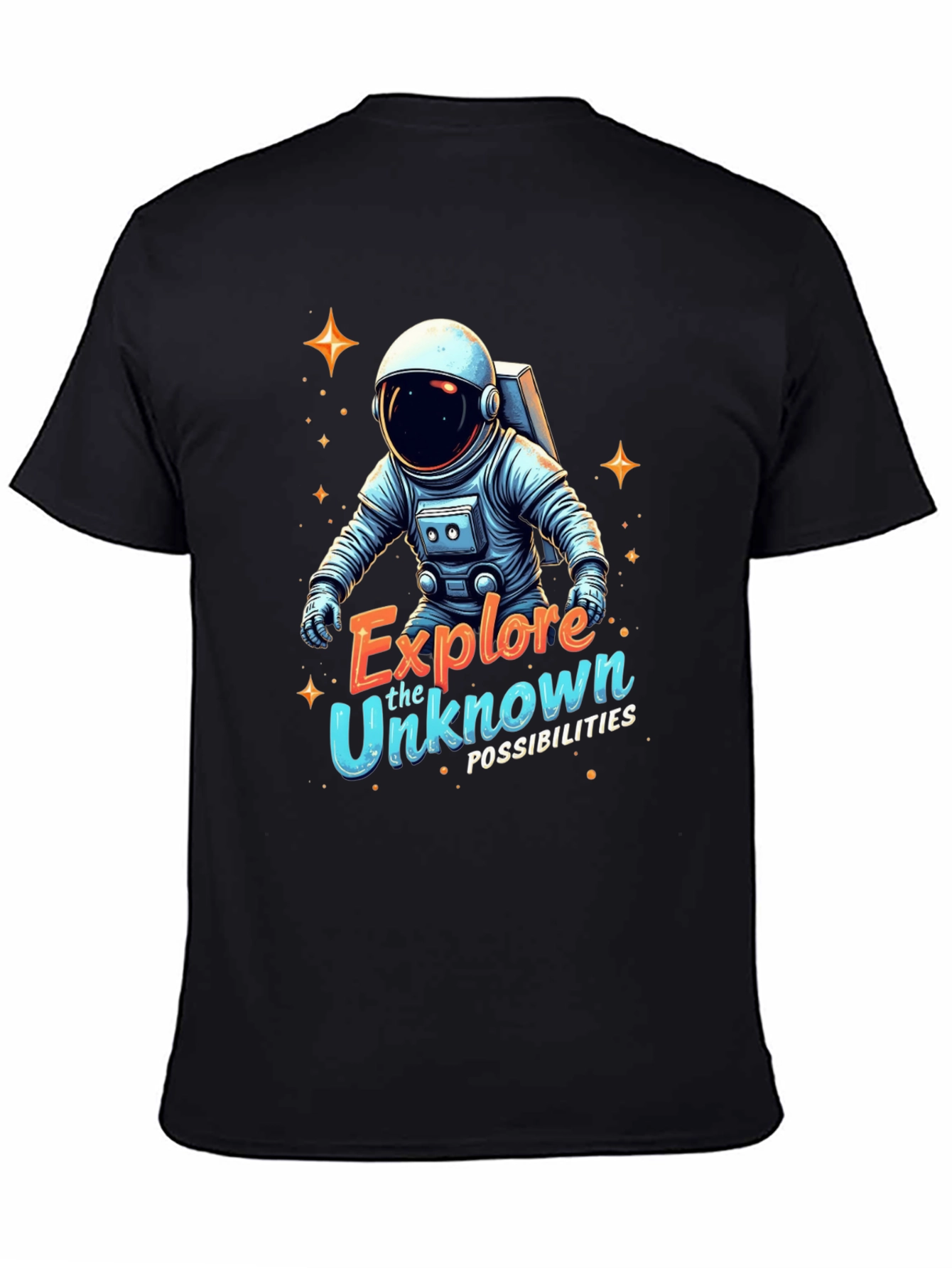 Explore Unknown Astronaut Black T-Shirt