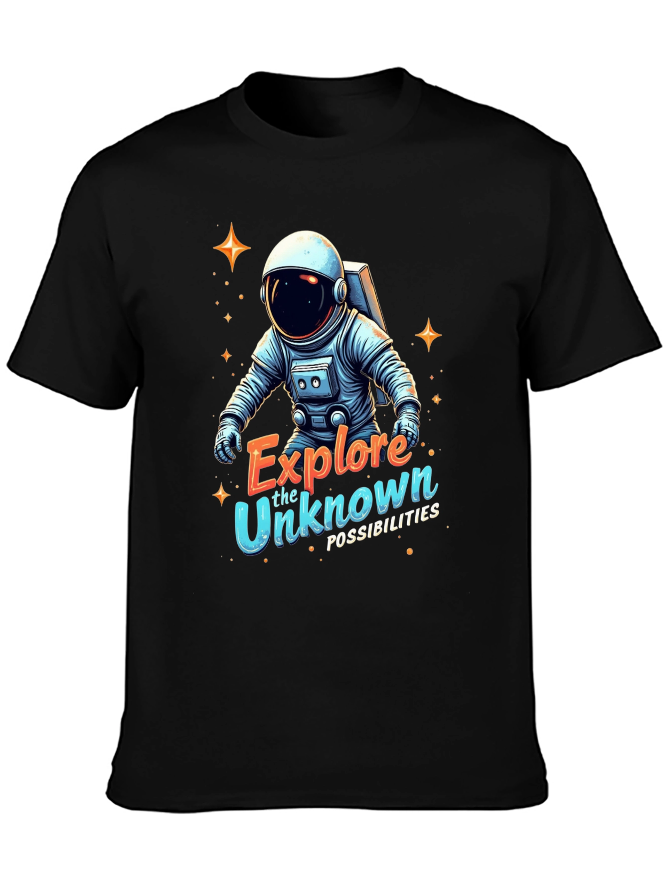 Explore Unknown Astronaut Black T-Shirt