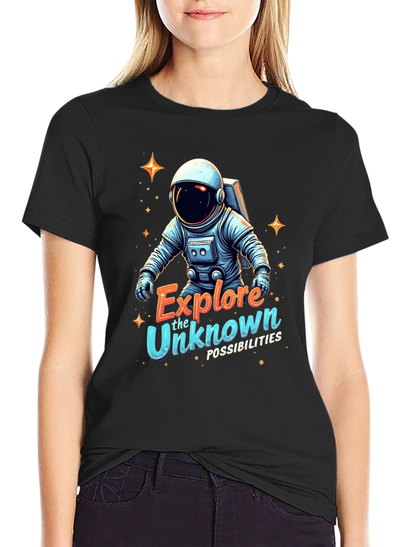 Explore Unknown Astronaut Black T-Shirt