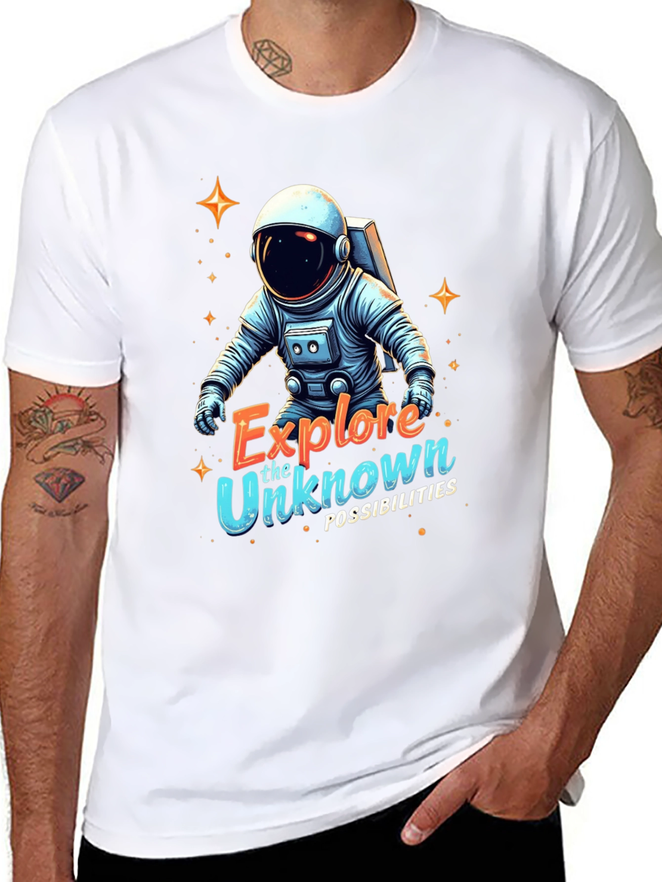Explore Unknown Astronaut Black T-Shirt