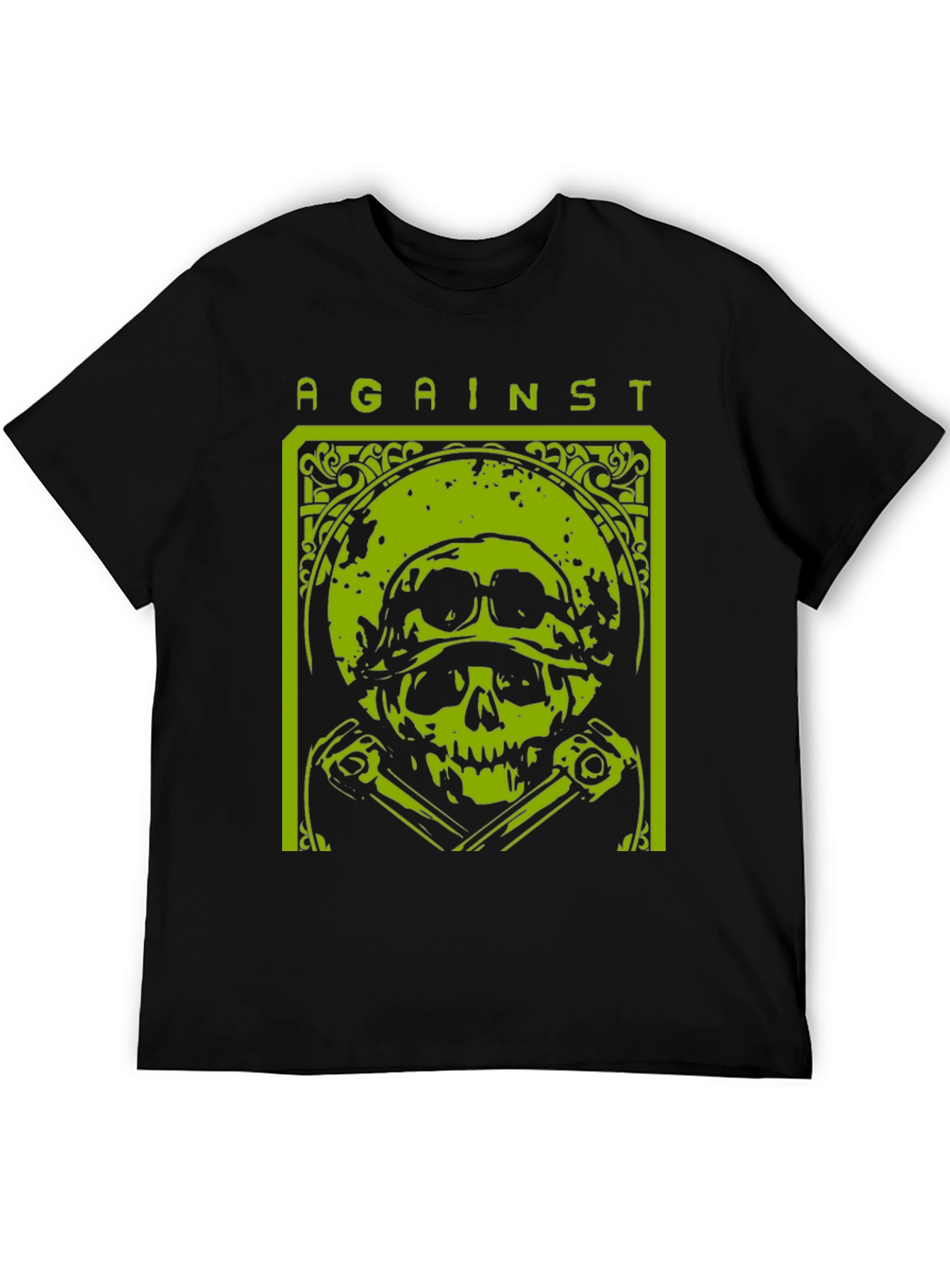 Against T-Shirt Skull Graphic Tee - Black