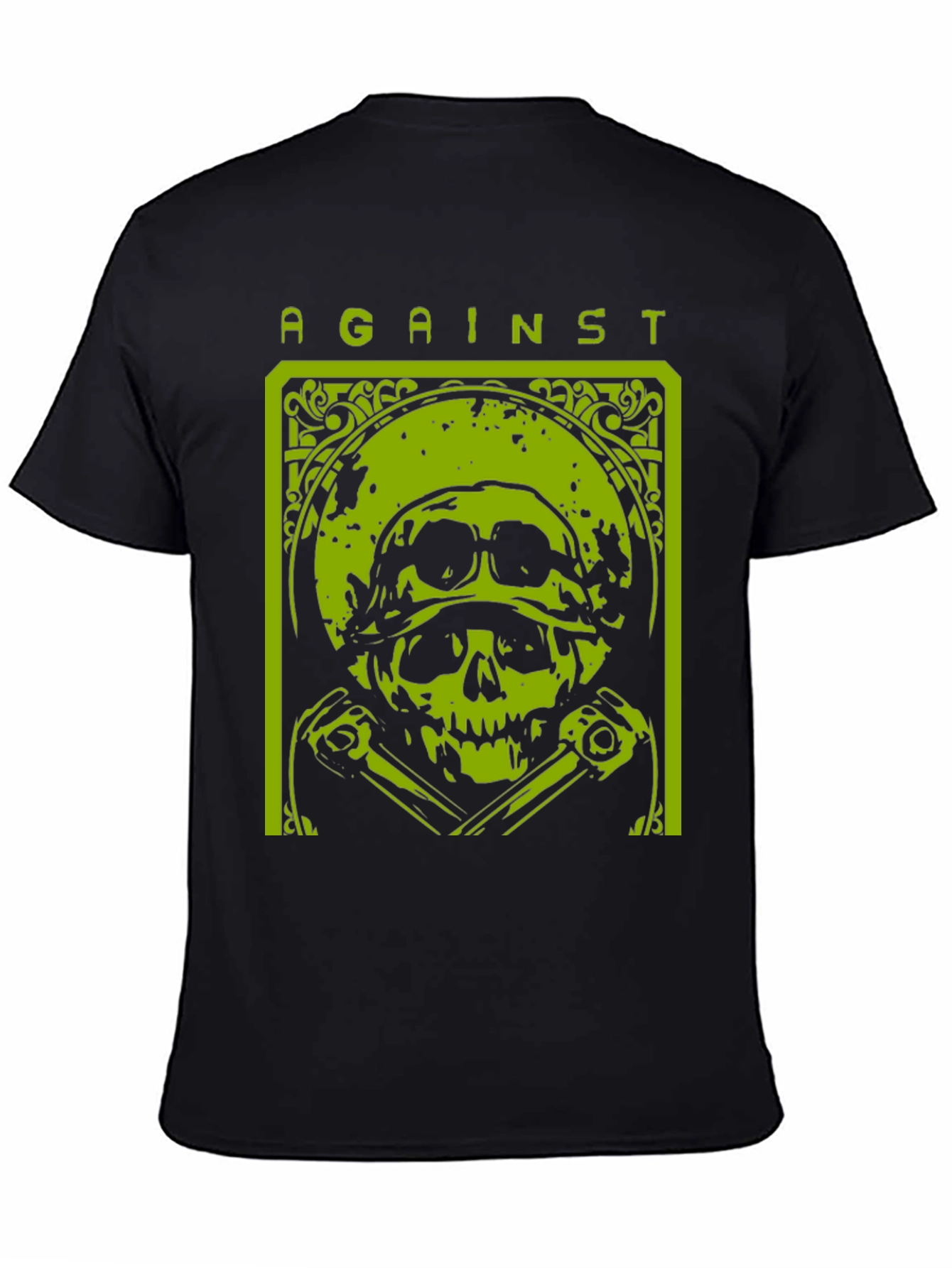 Against T-Shirt Skull Graphic Tee - Black