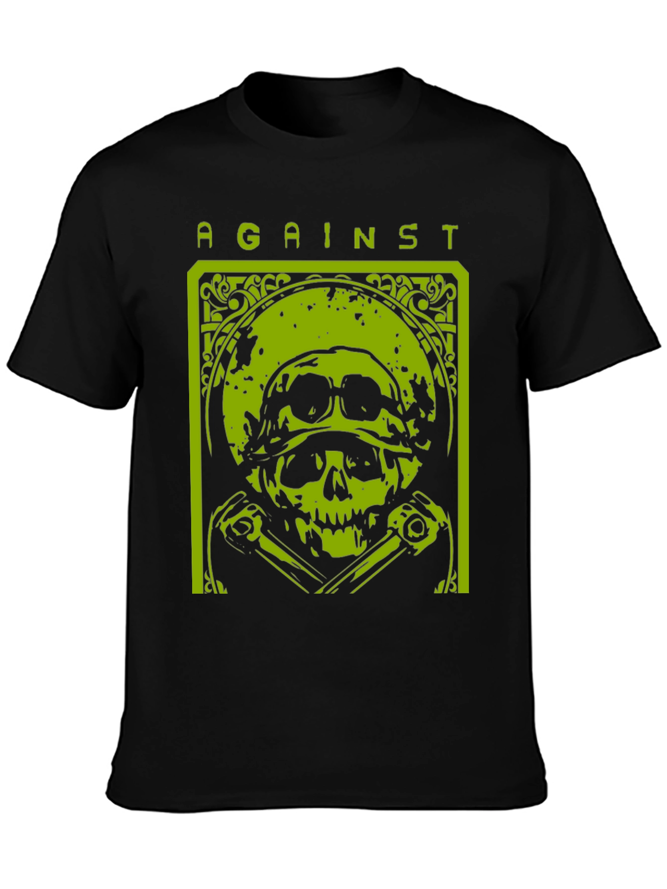 Against T-Shirt Skull Graphic Tee - Black