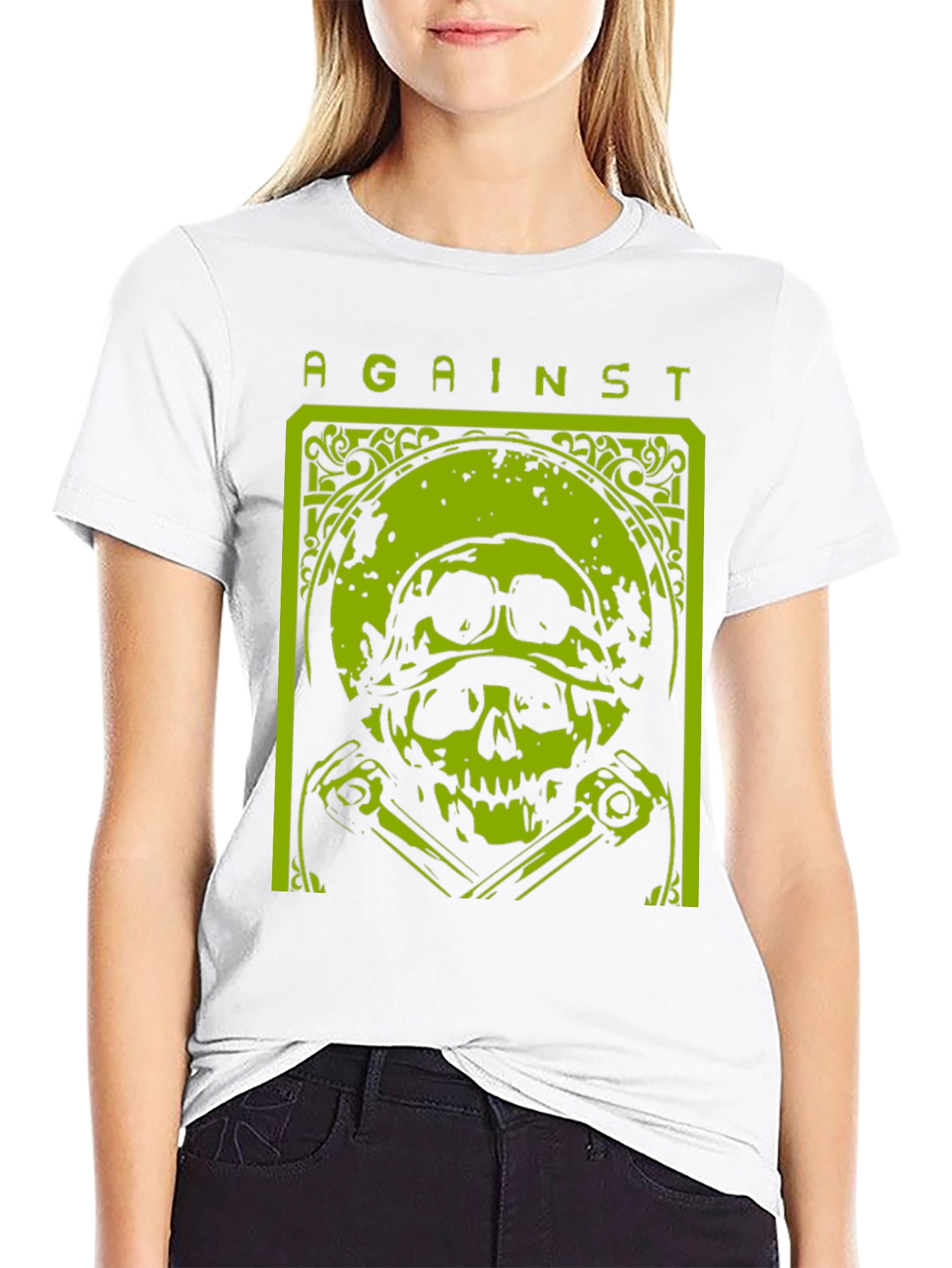 Against T-Shirt Skull Graphic Tee - Black