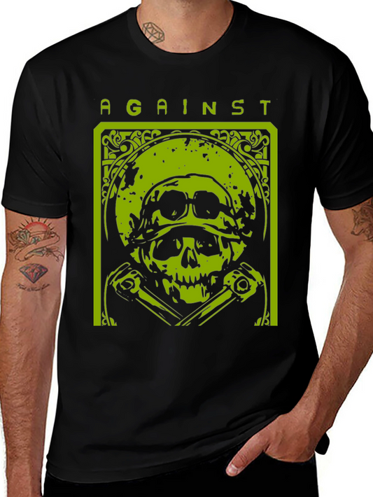 Against T-Shirt Skull Graphic Tee - Black