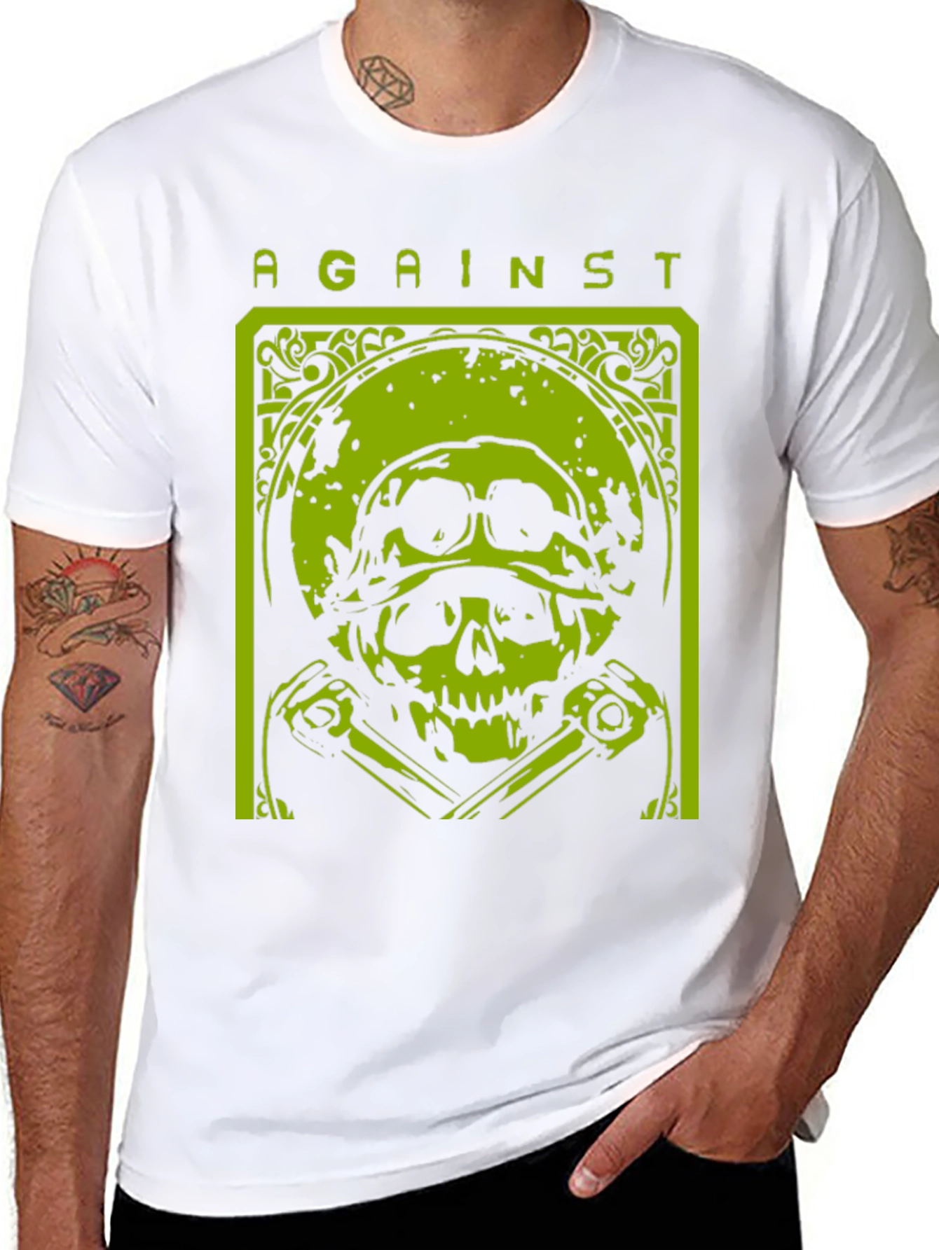 Against T-Shirt Skull Graphic Tee - Black