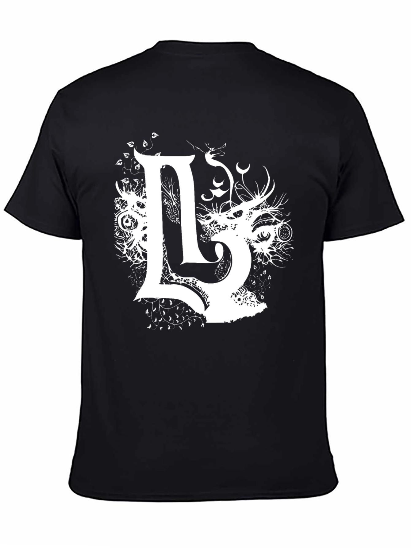 Unique Graphic Tee - Black with White L Design
