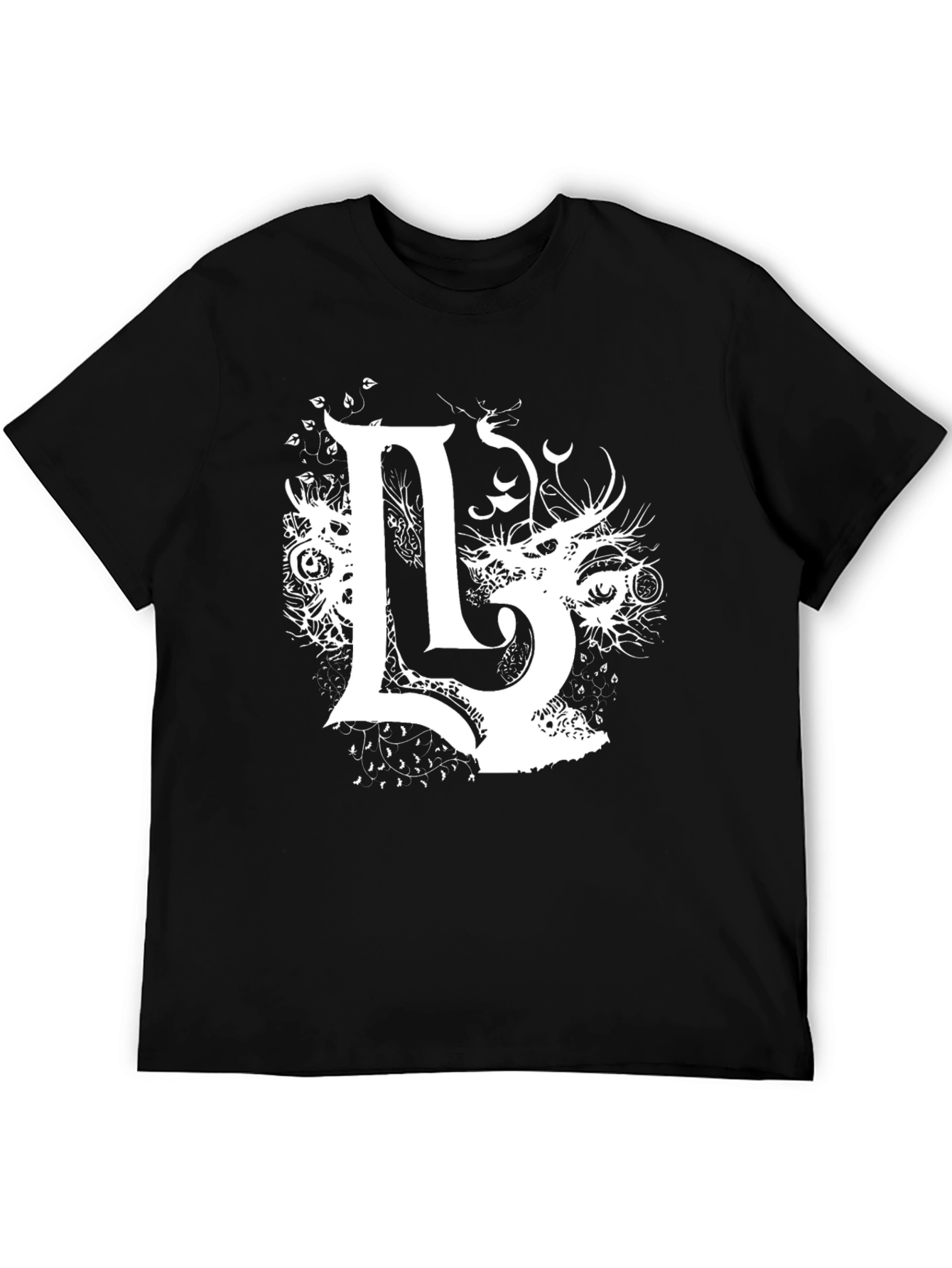 Unique Graphic Tee - Black with White L Design
