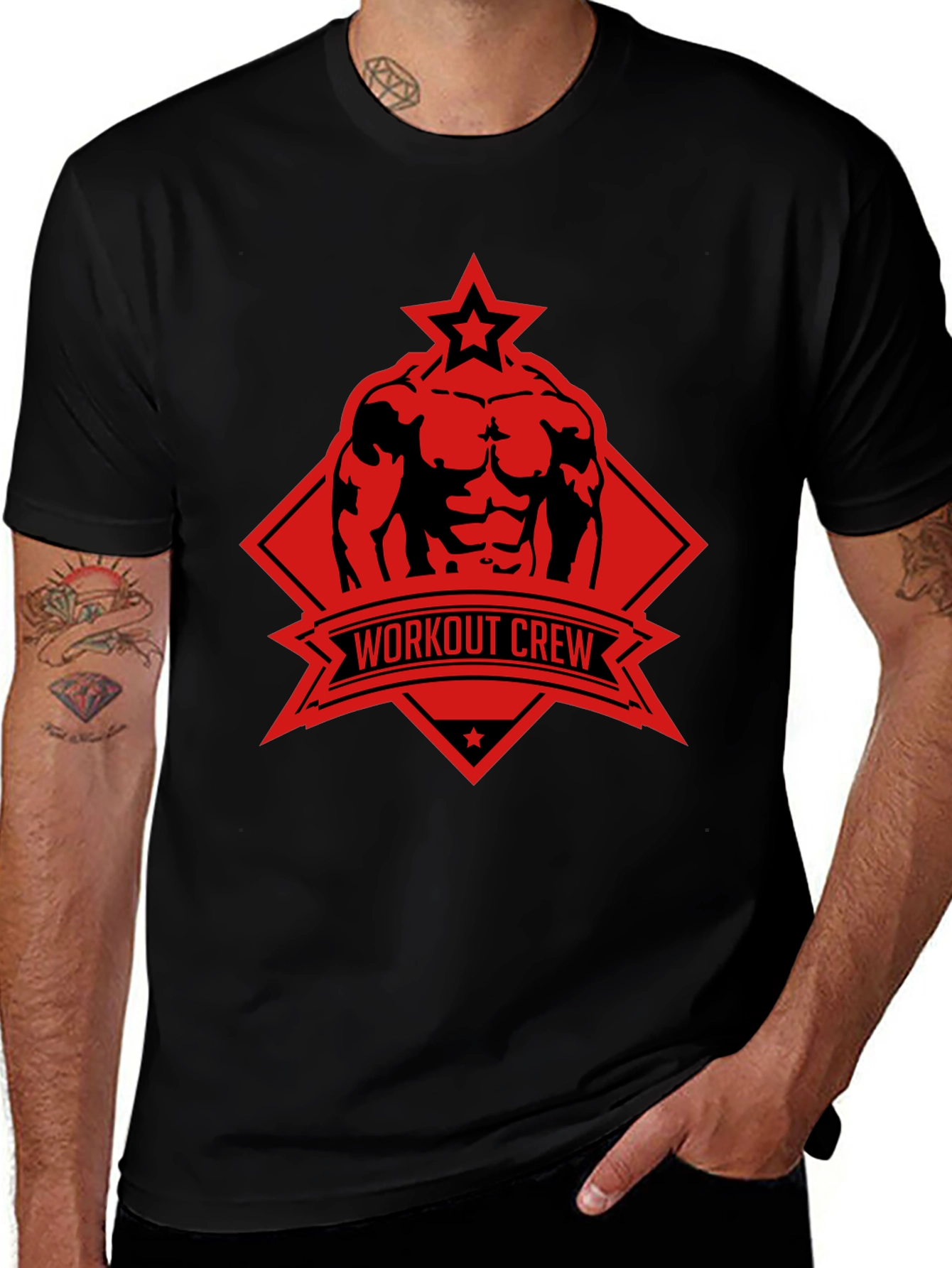 Workout Crew Graphic Tee - Black
