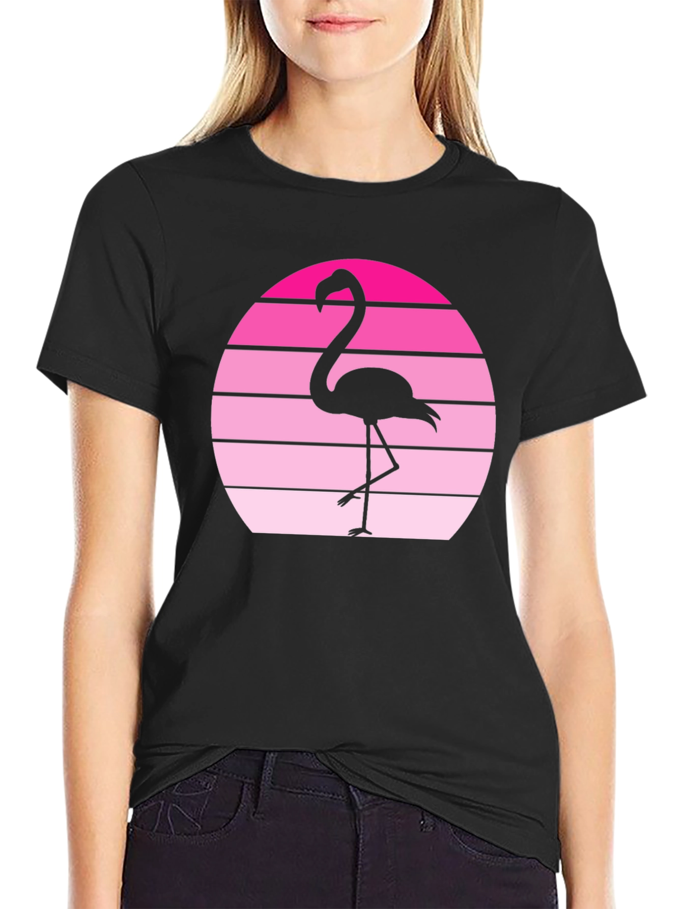 Retro Flamingo Graphic Tee - Sunset Vibes