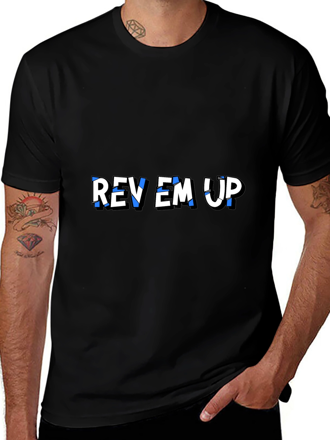 Rev Em Up Graphic T-Shirt - Stylish Black Tee