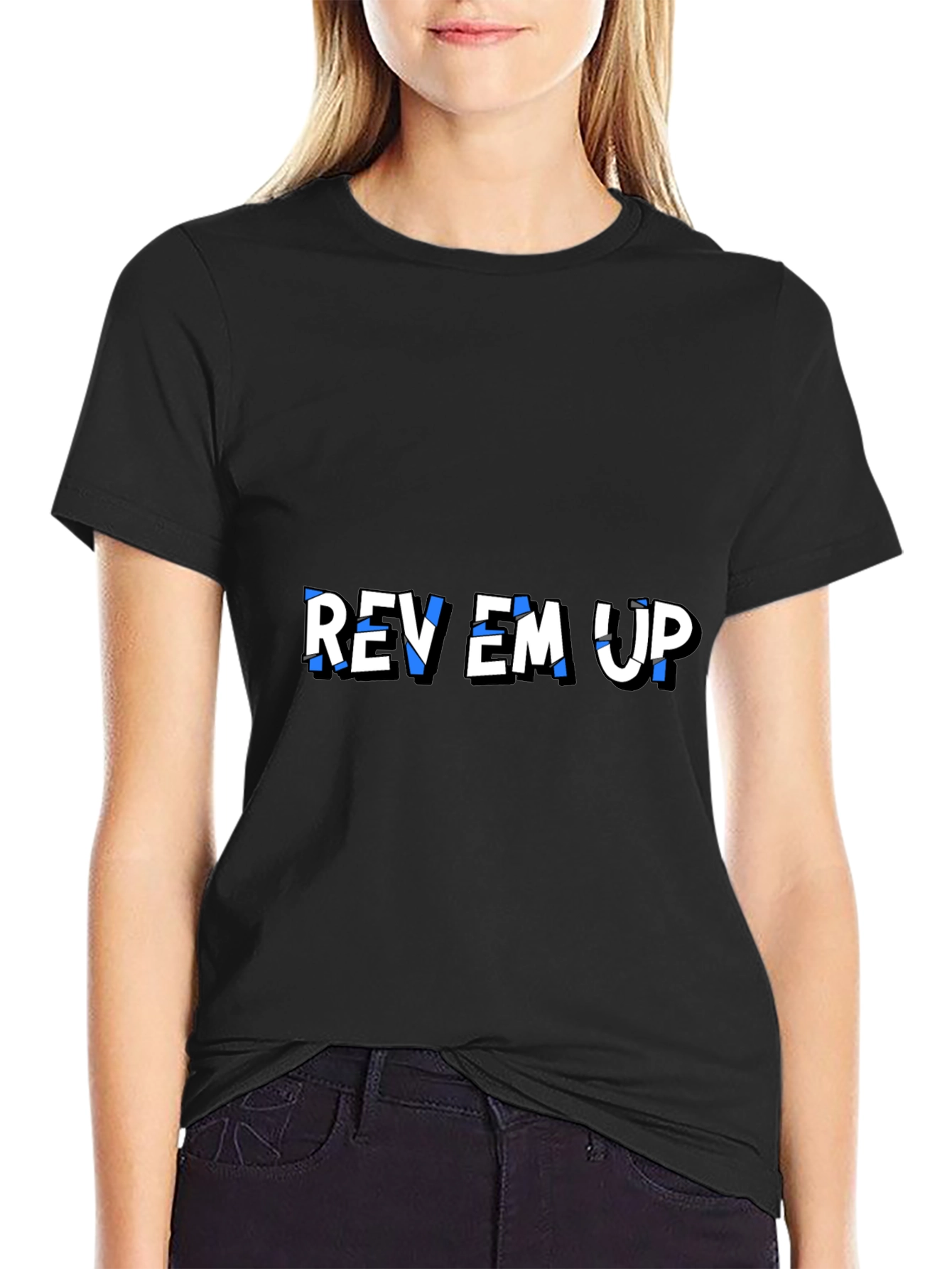 Rev Em Up Graphic T-Shirt - Stylish Black Tee
