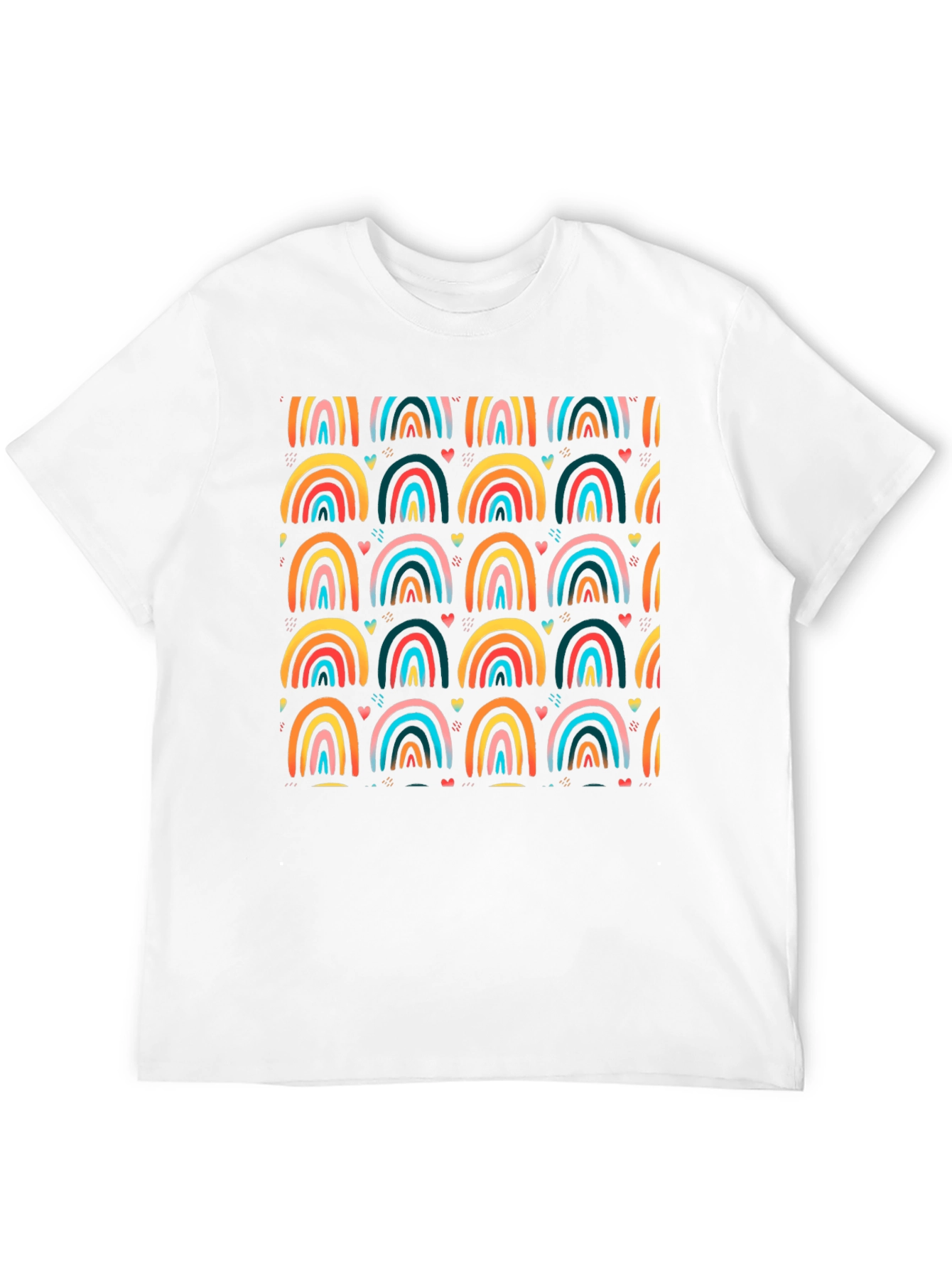 Rainbow Arch Pattern Mens Black T-Shirt
