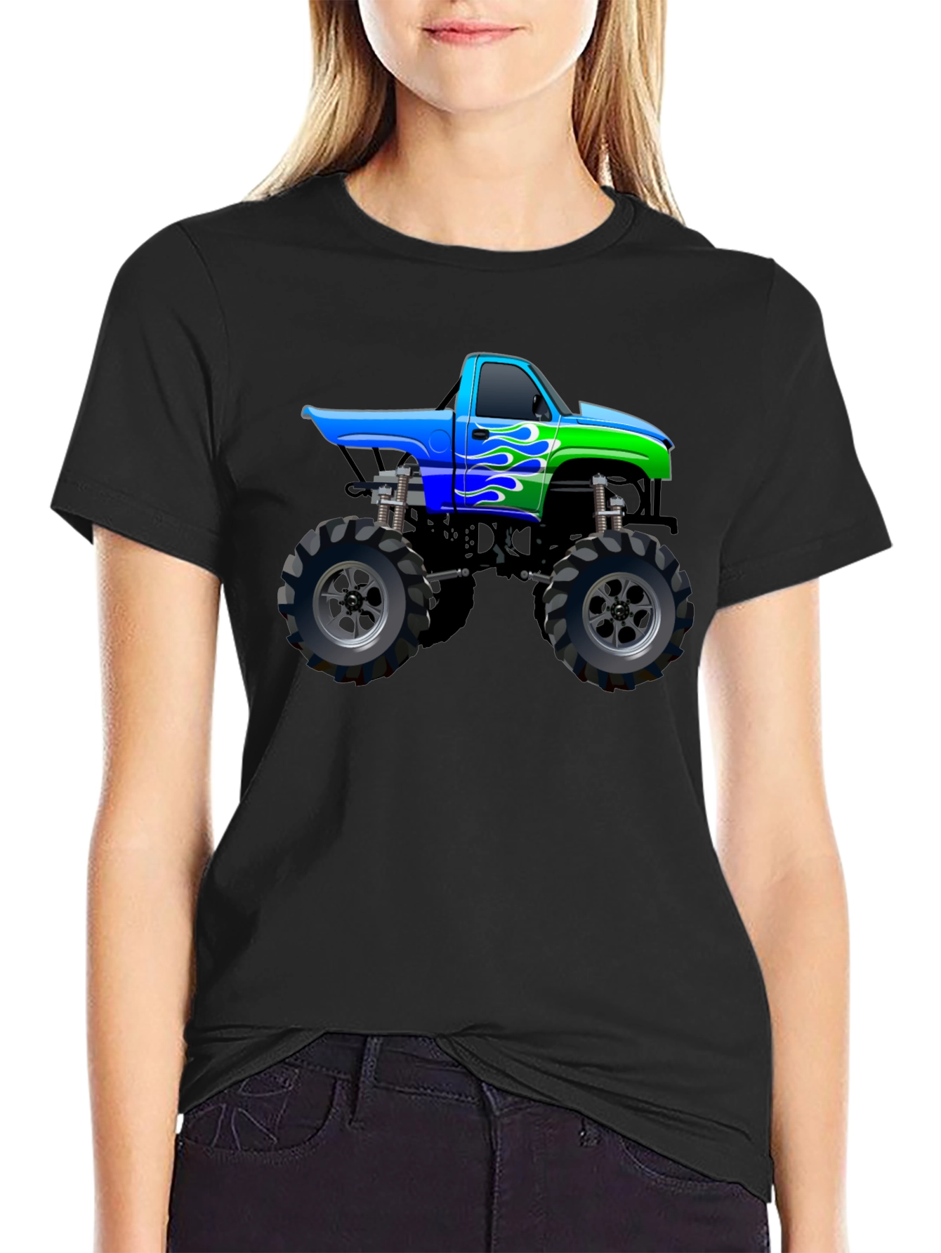 Monster Truck Graphic Tee - Black Cotton Blend