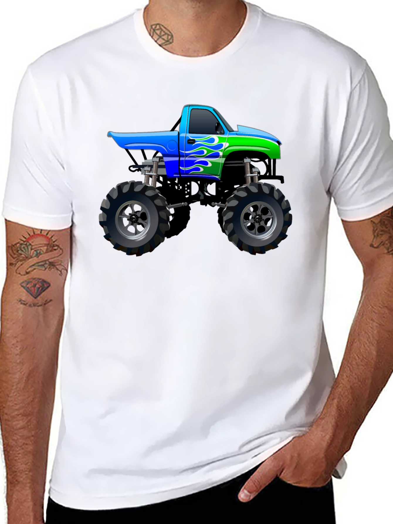 Monster Truck Graphic Tee - Black Cotton Blend