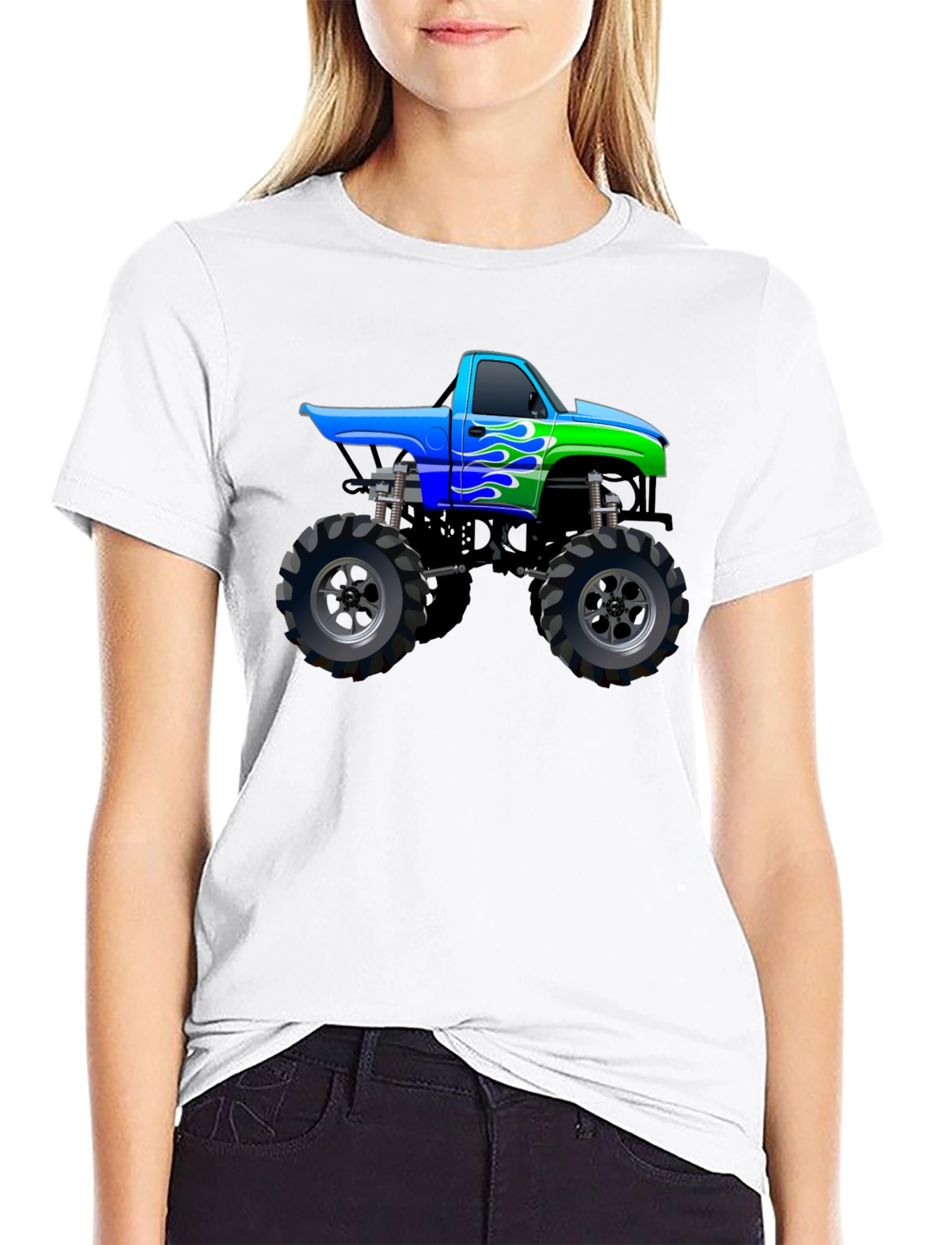 Monster Truck Graphic Tee - Black Cotton Blend