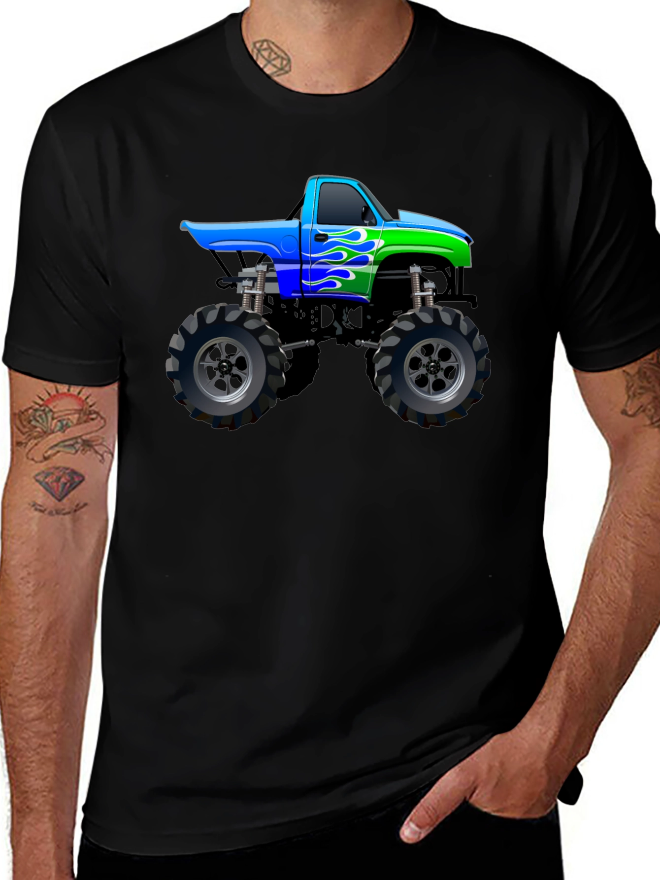 Monster Truck Graphic Tee - Black Cotton Blend