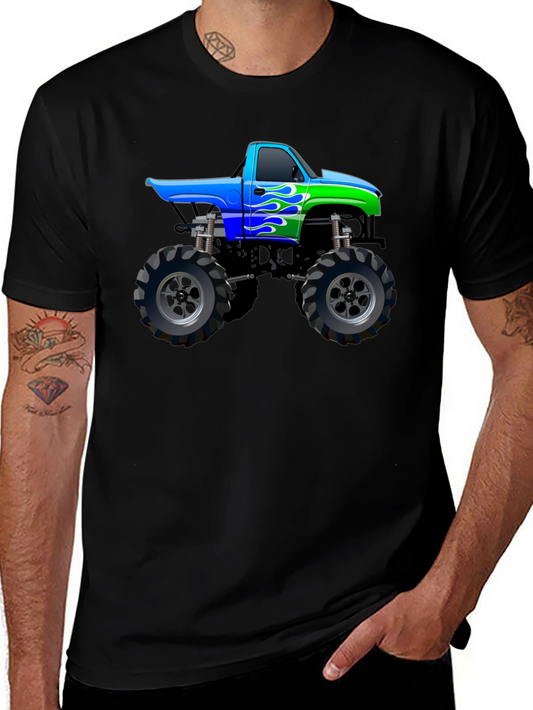 Monster Truck Graphic Tee - Black Cotton Blend