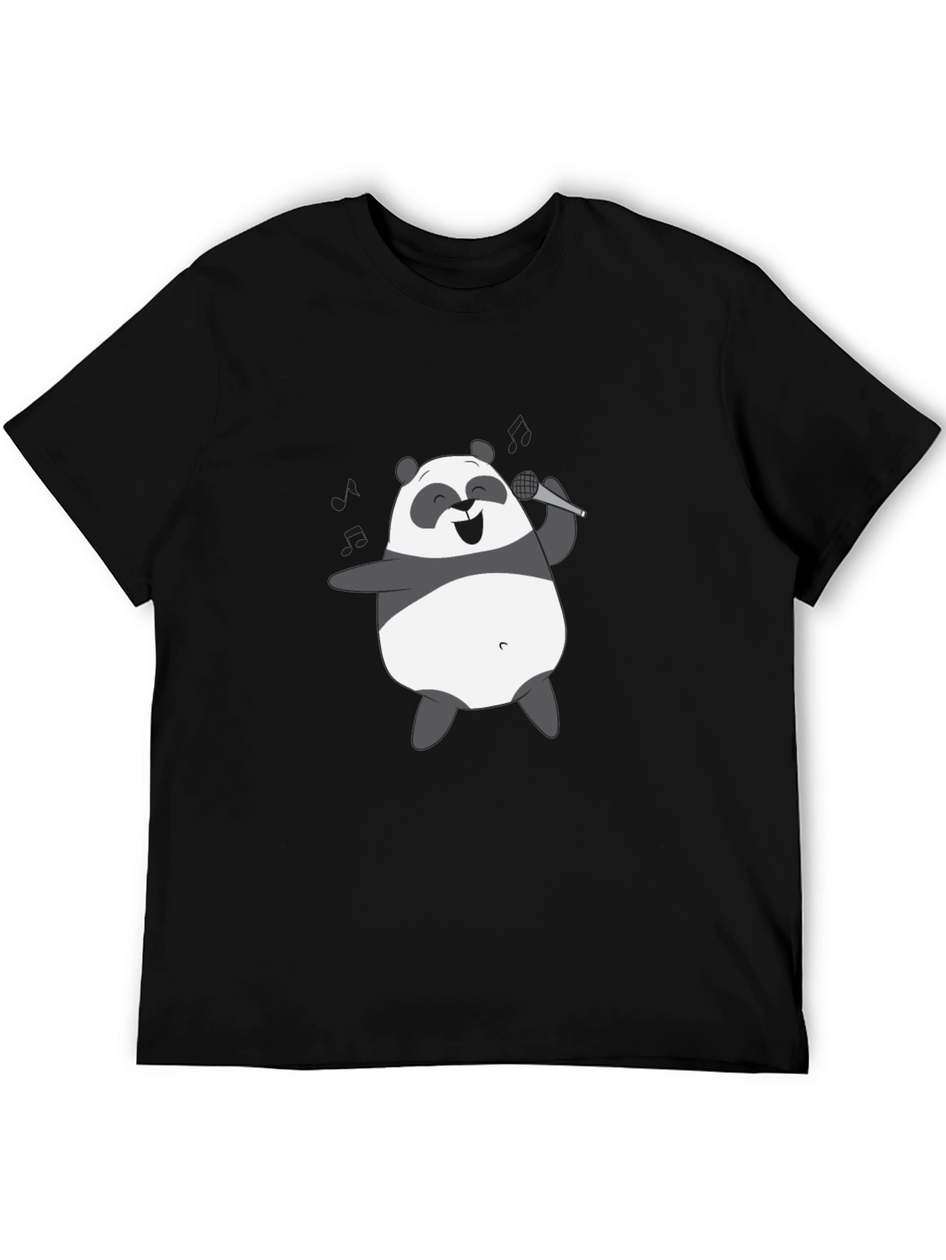 Singing Panda Graphic Tee - Black Cotton T-Shirt