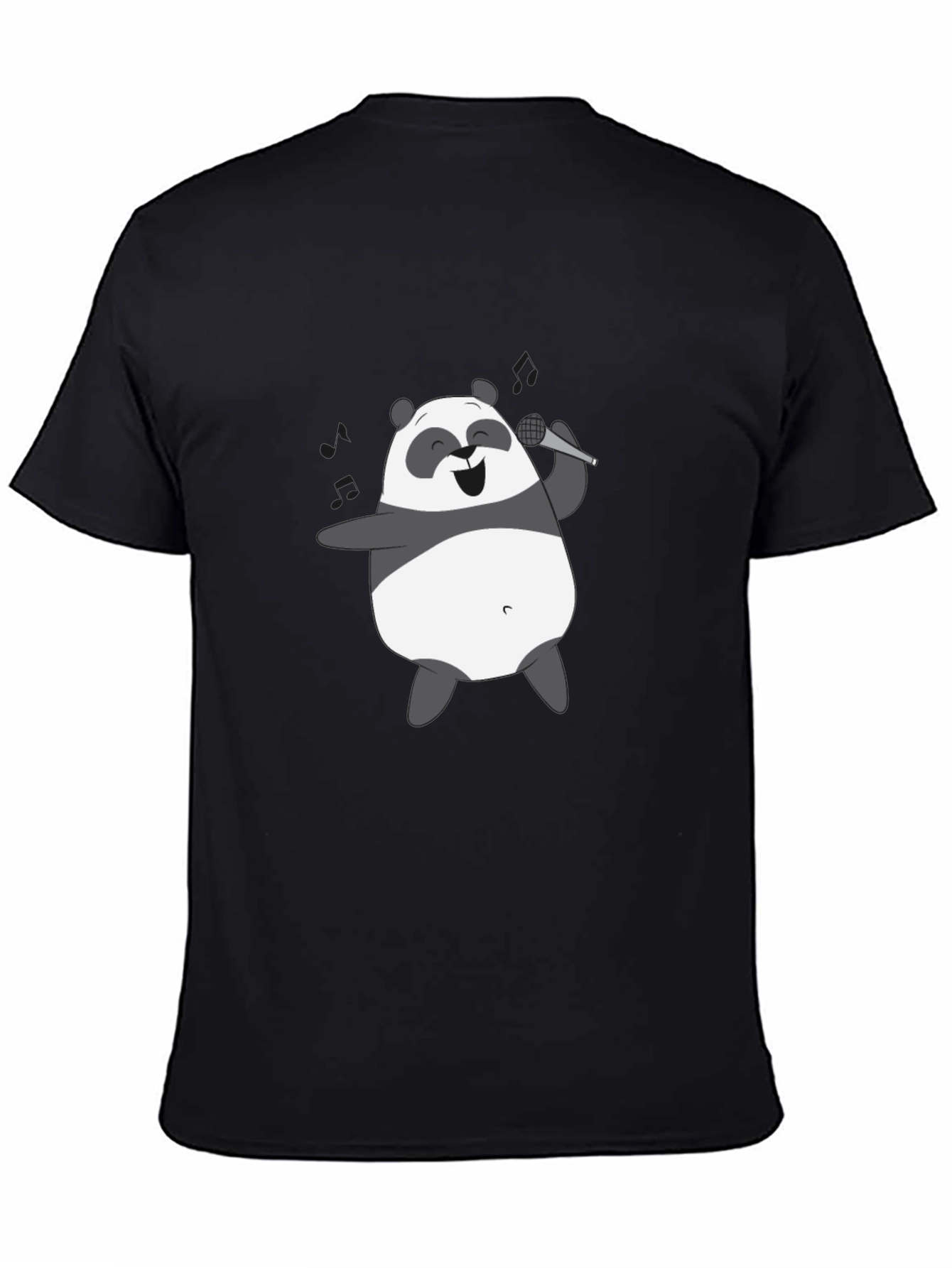Singing Panda Graphic Tee - Black Cotton T-Shirt