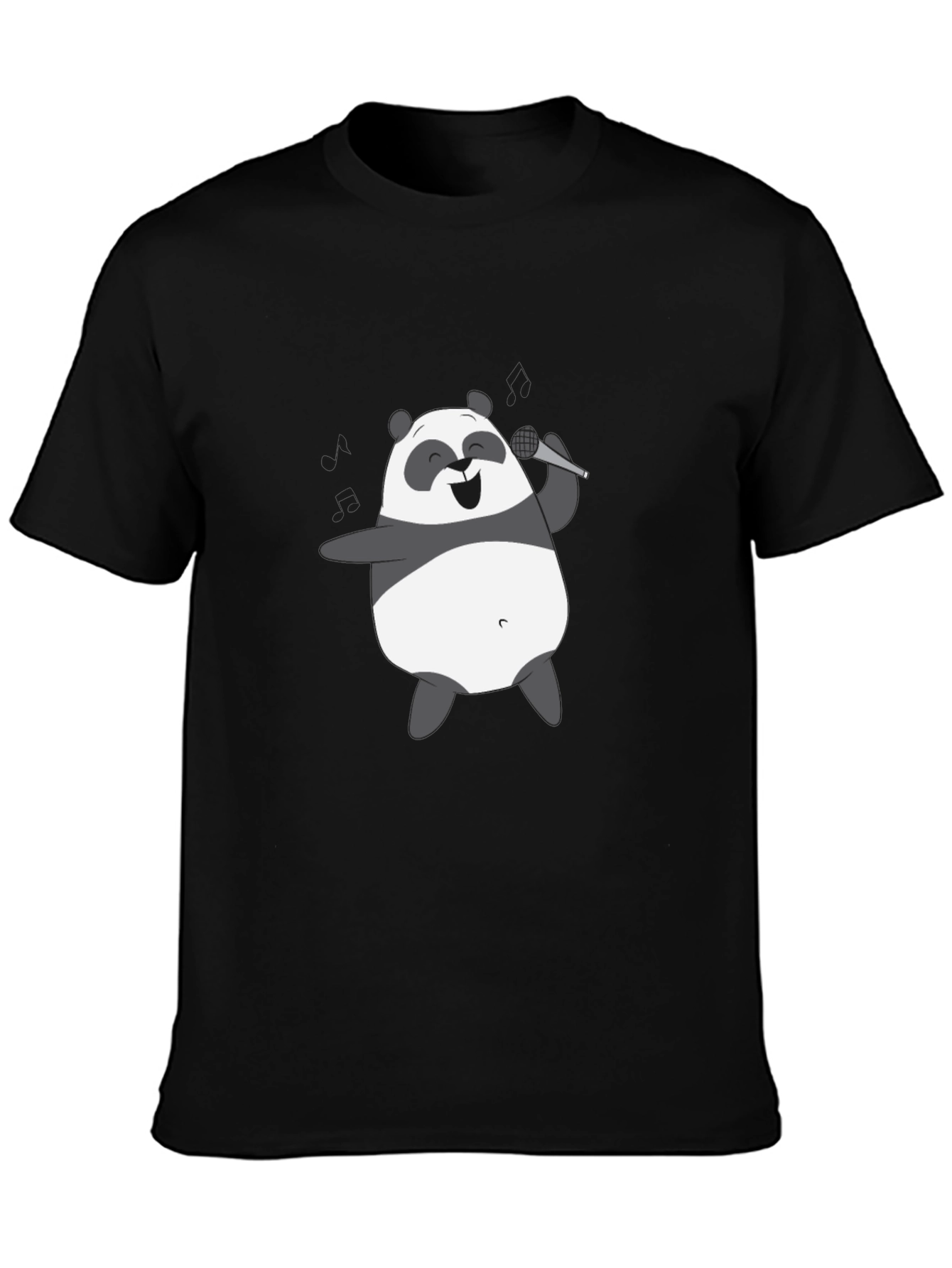 Singing Panda Graphic Tee - Black Cotton T-Shirt