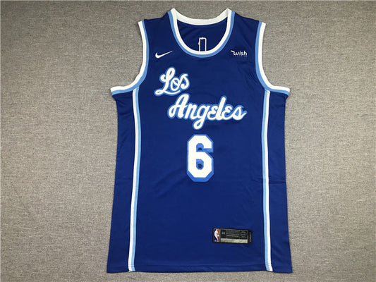 Men's Los Angeles Lakers LeBron James #6 Blue Hardwood Classic Swingman Jerseys
