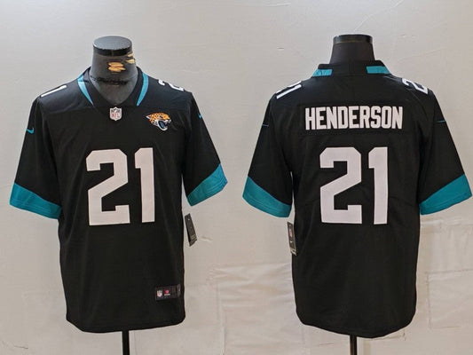 Men's Jacksonville Jaguars CJ Henderson #21 Black Game Player Jerseys
