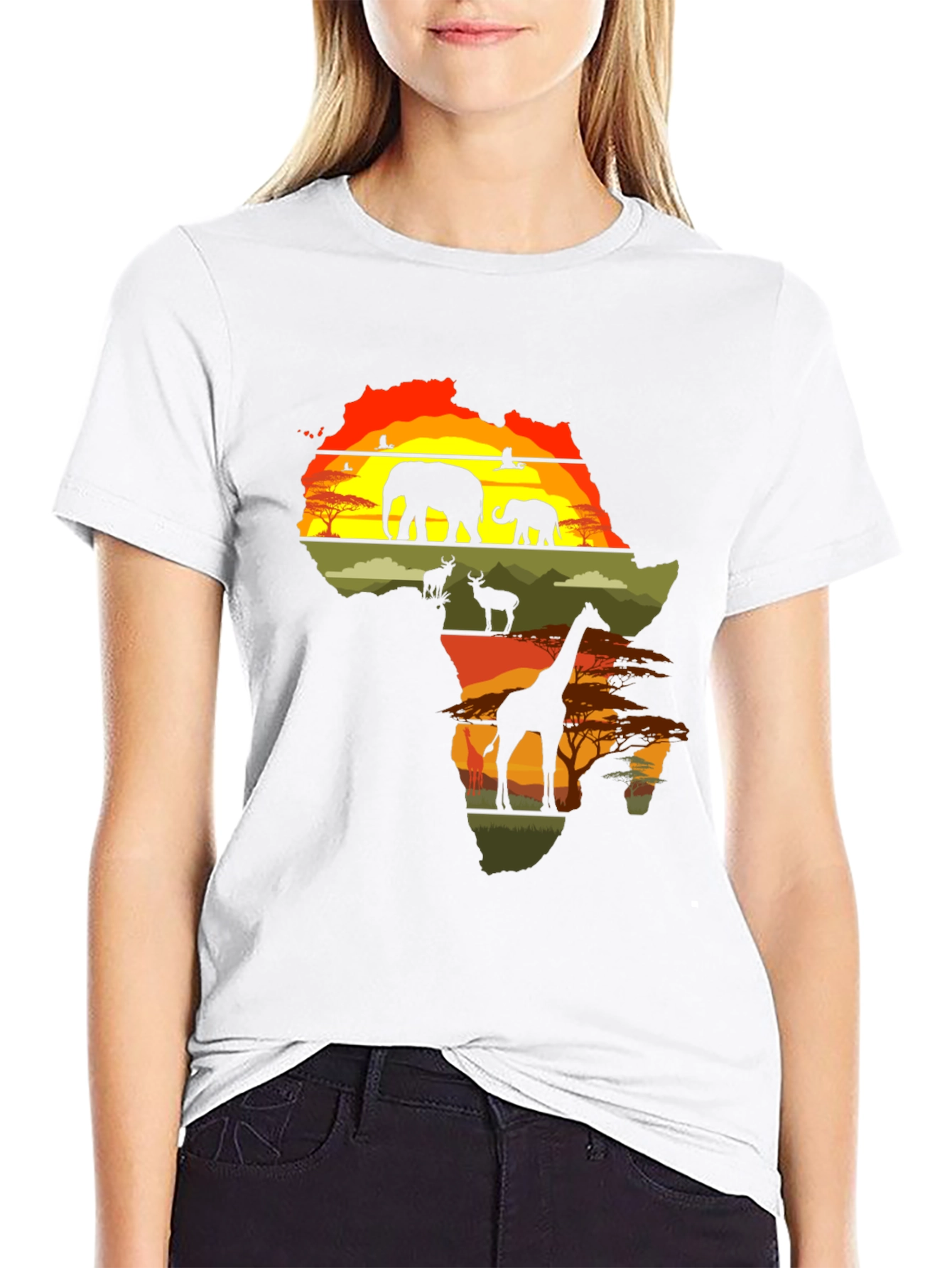 Africa Wildlife Silhouette Graphic T-Shirt