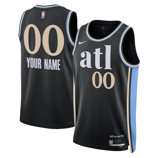 Men's Atlanta Hawks Black 2023/24 Custom Swingman Jerseys - City Edition