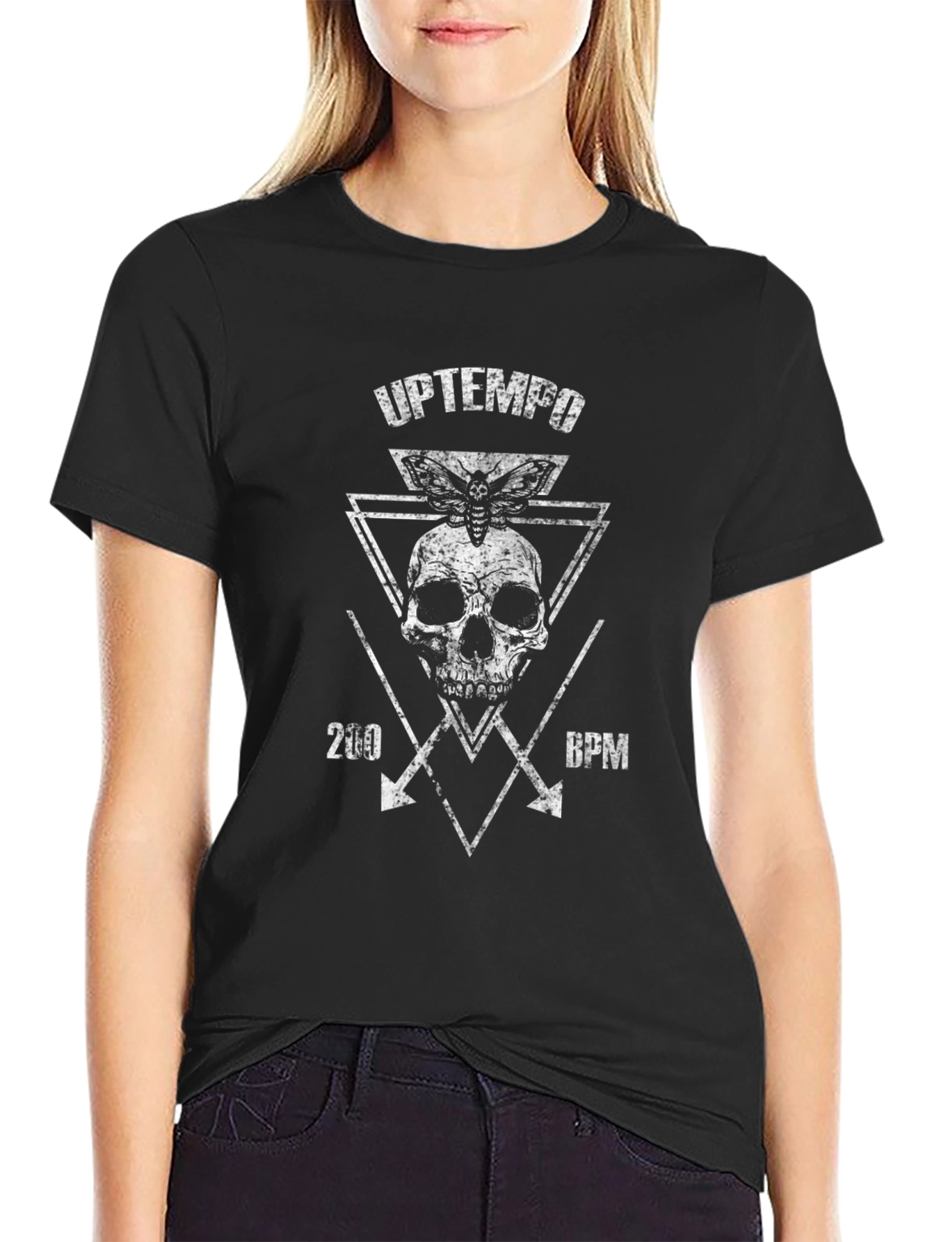 Uptempo Skull Graphic Tee - Edgy Black T-Shirt