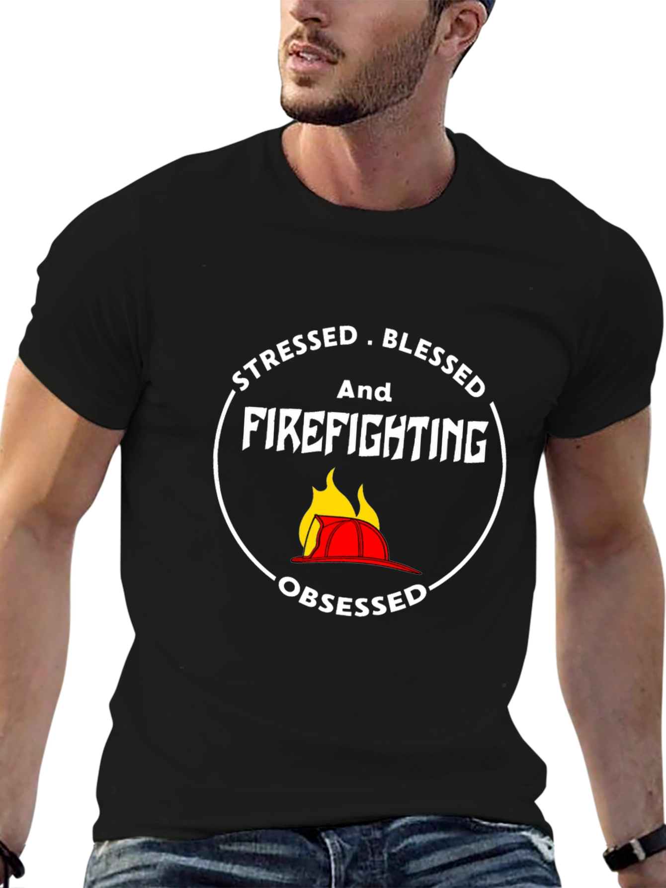 Stressed Blessed and Firefighting T-Shirt