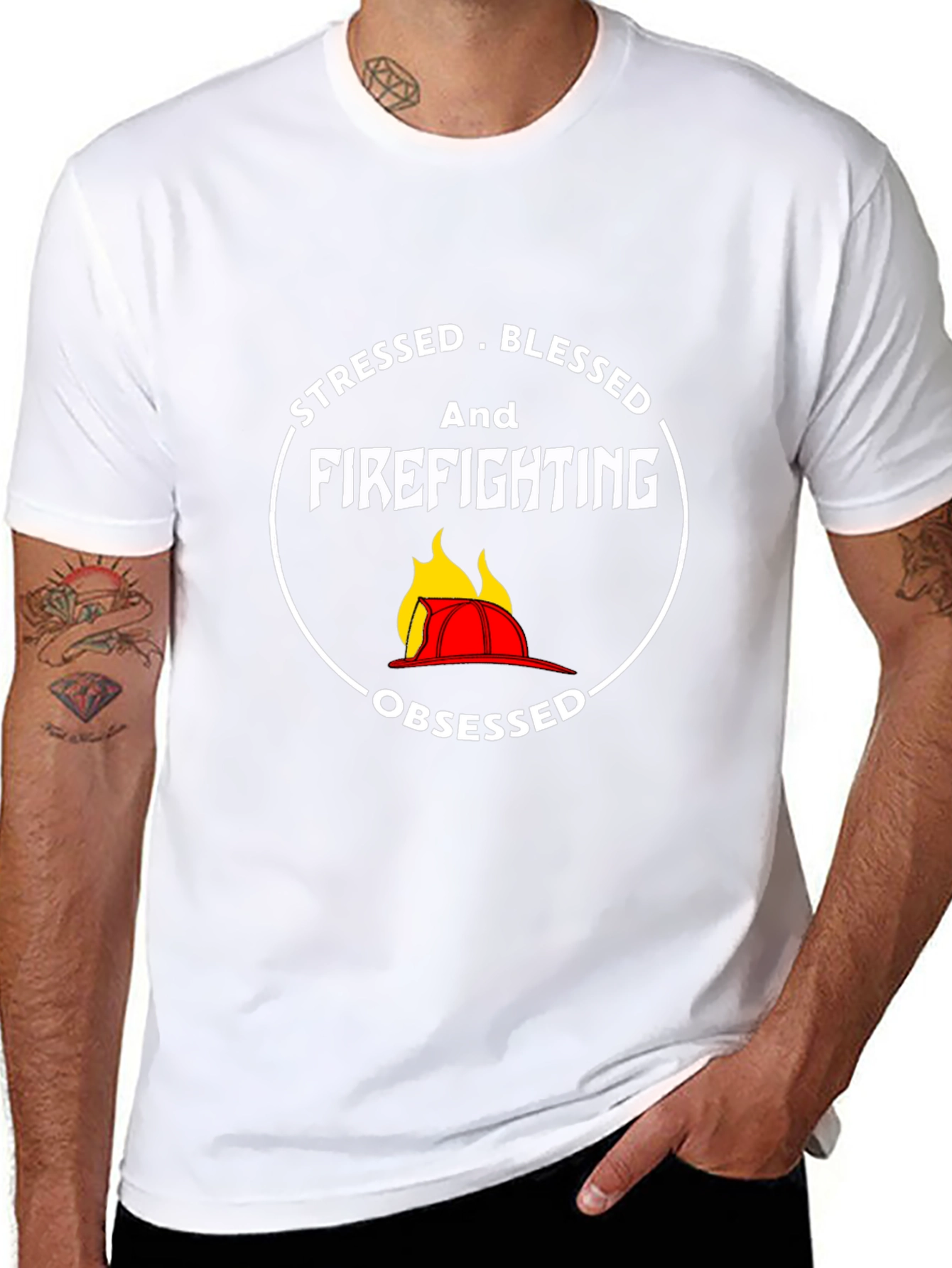 Stressed Blessed and Firefighting T-Shirt