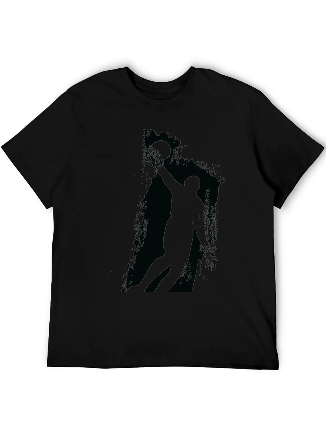 Mens Black Graphic Tee - Basketball Player Silhouette