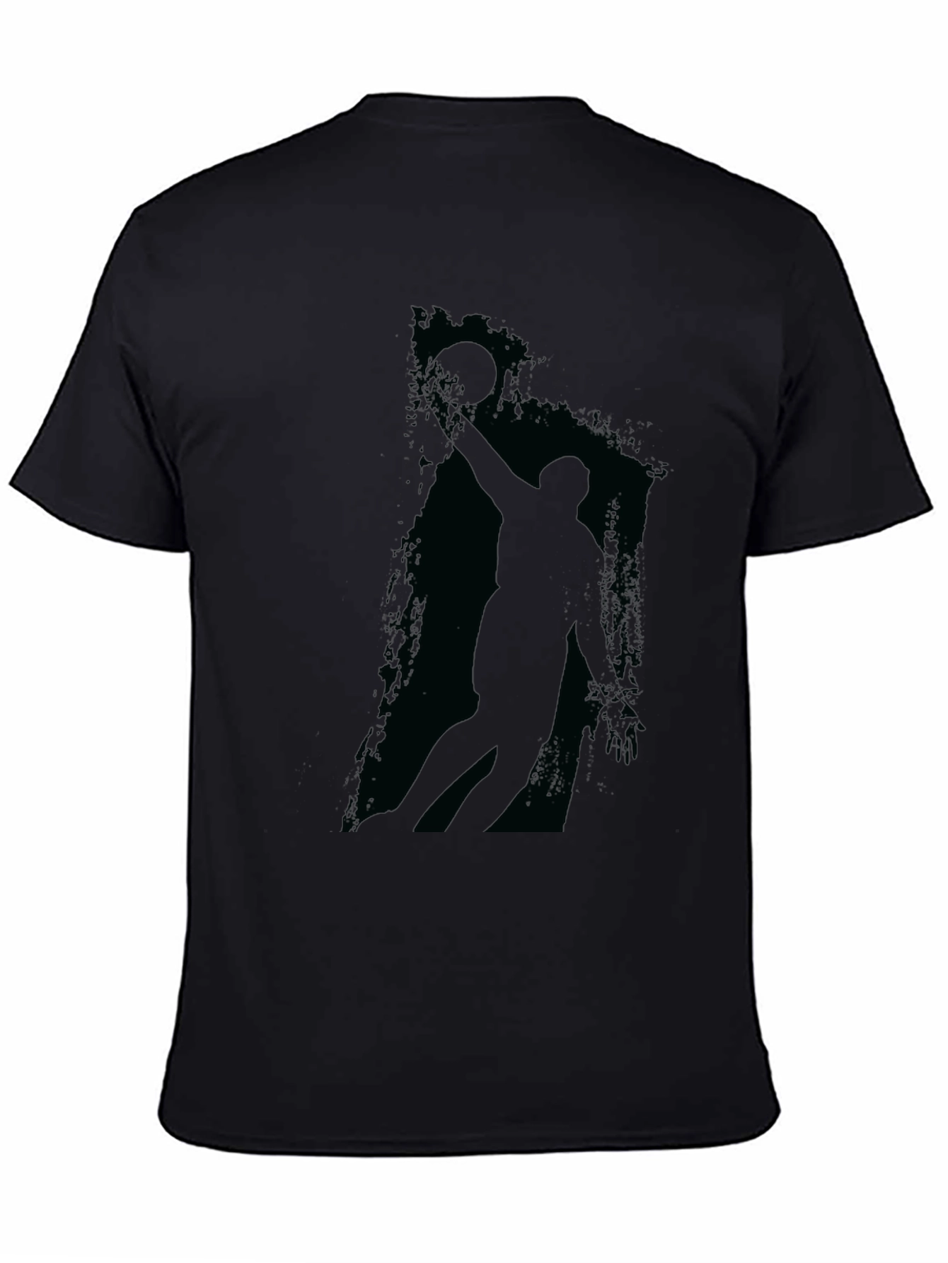 Mens Black Graphic Tee - Basketball Player Silhouette