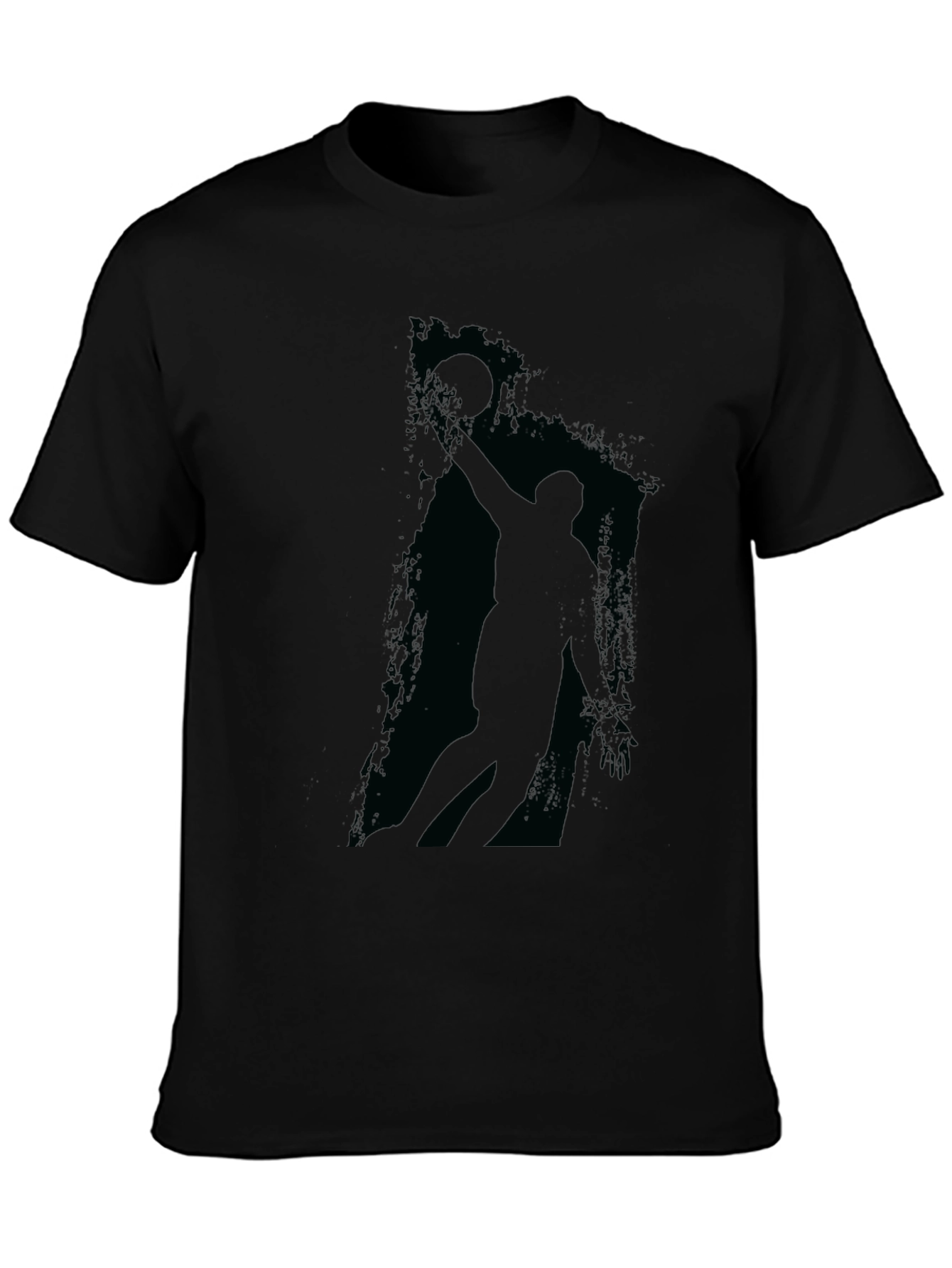 Mens Black Graphic Tee - Basketball Player Silhouette
