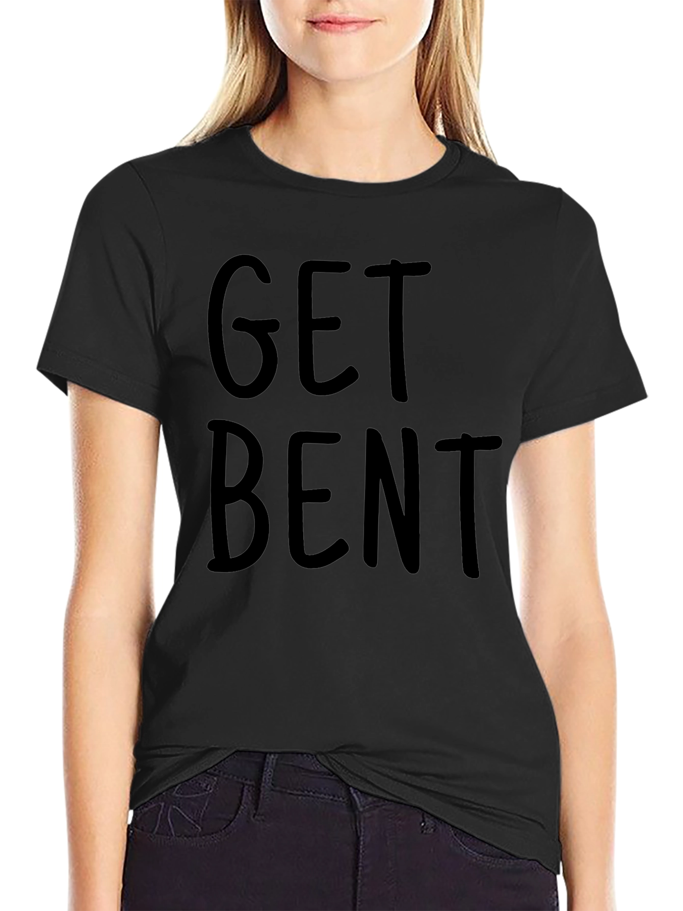 Get Bent Graphic T-Shirt - Black Crew Neck Tee