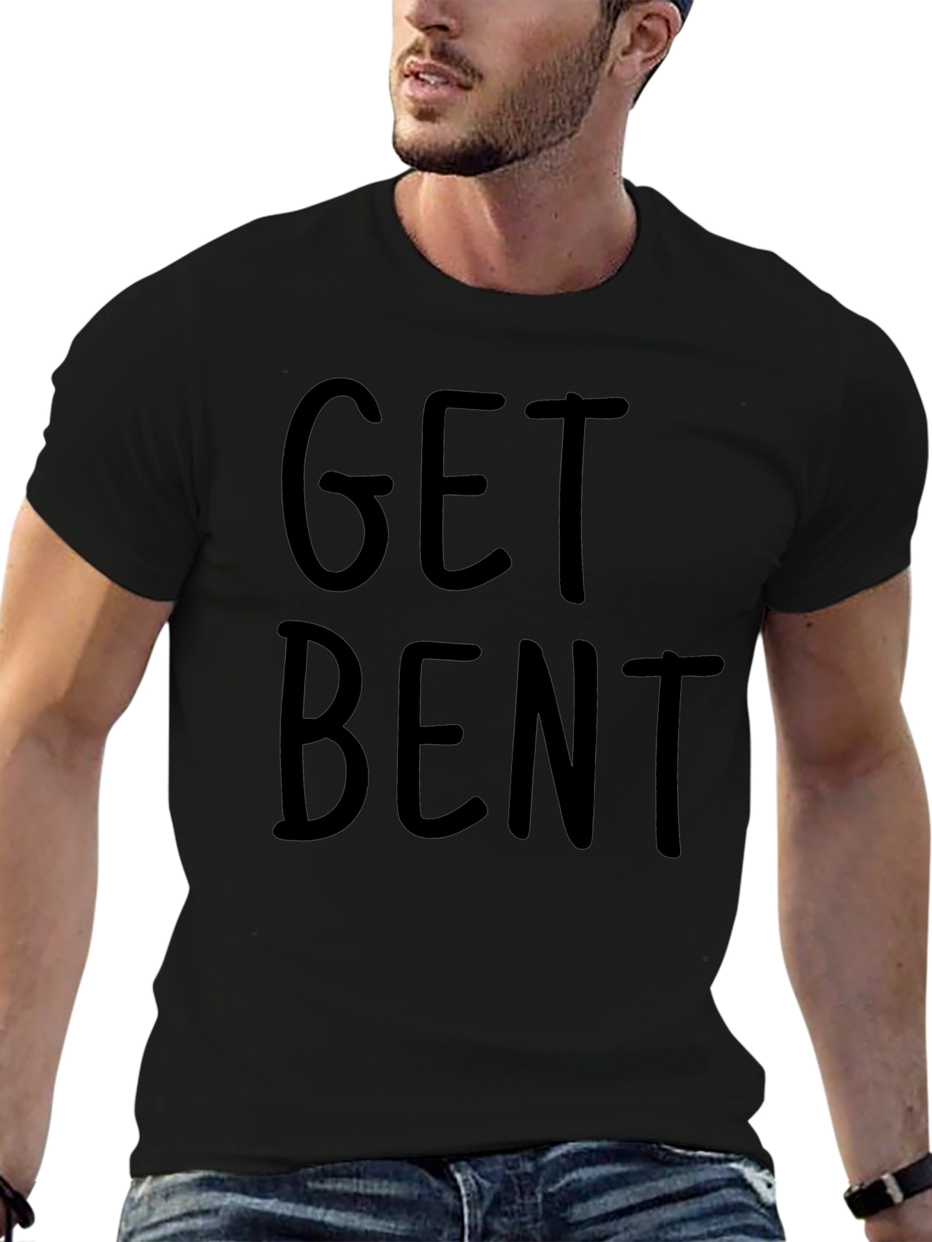 Get Bent Graphic T-Shirt - Black Crew Neck Tee