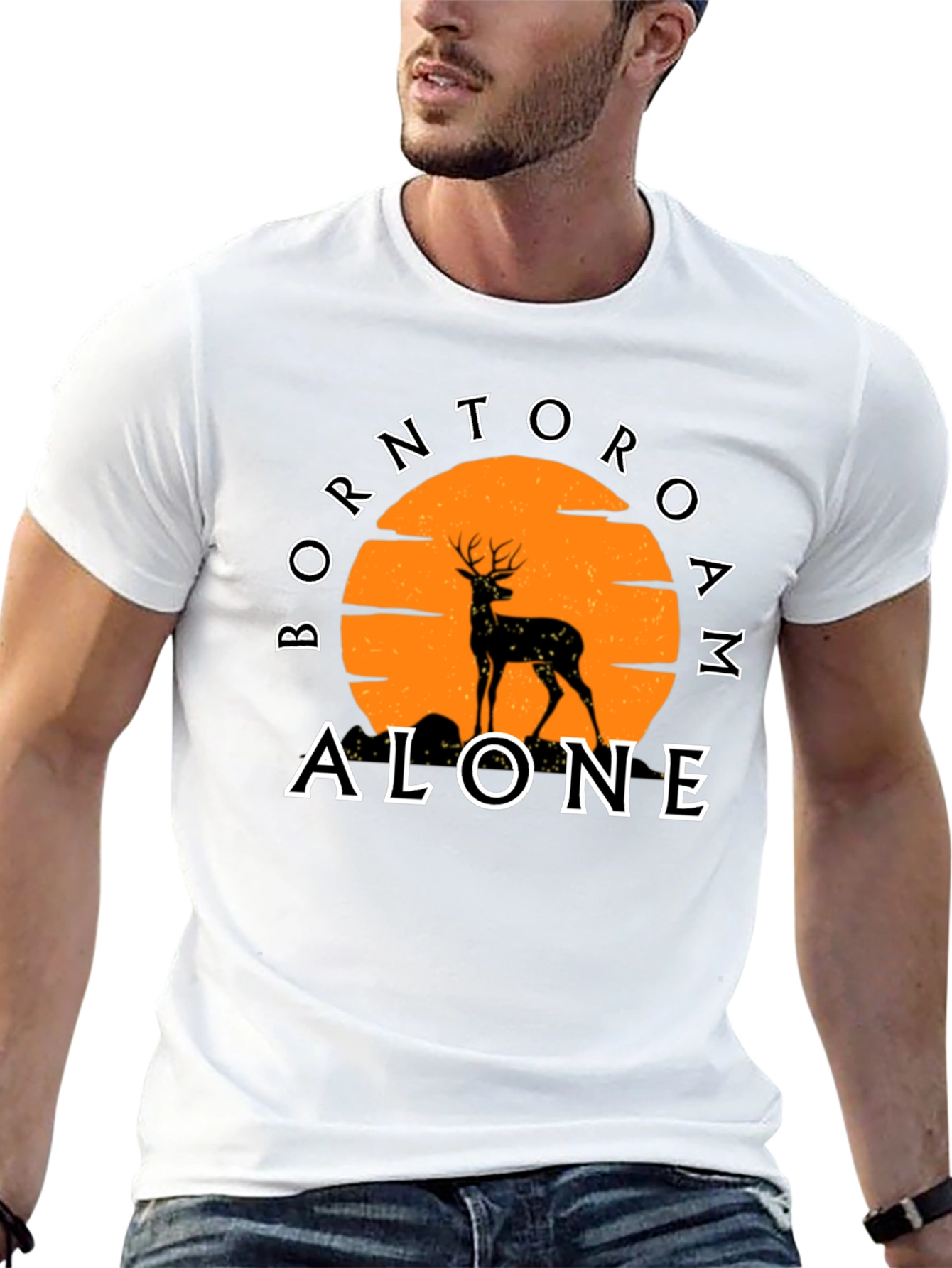Born To Roam Alone Deer Graphic Tee