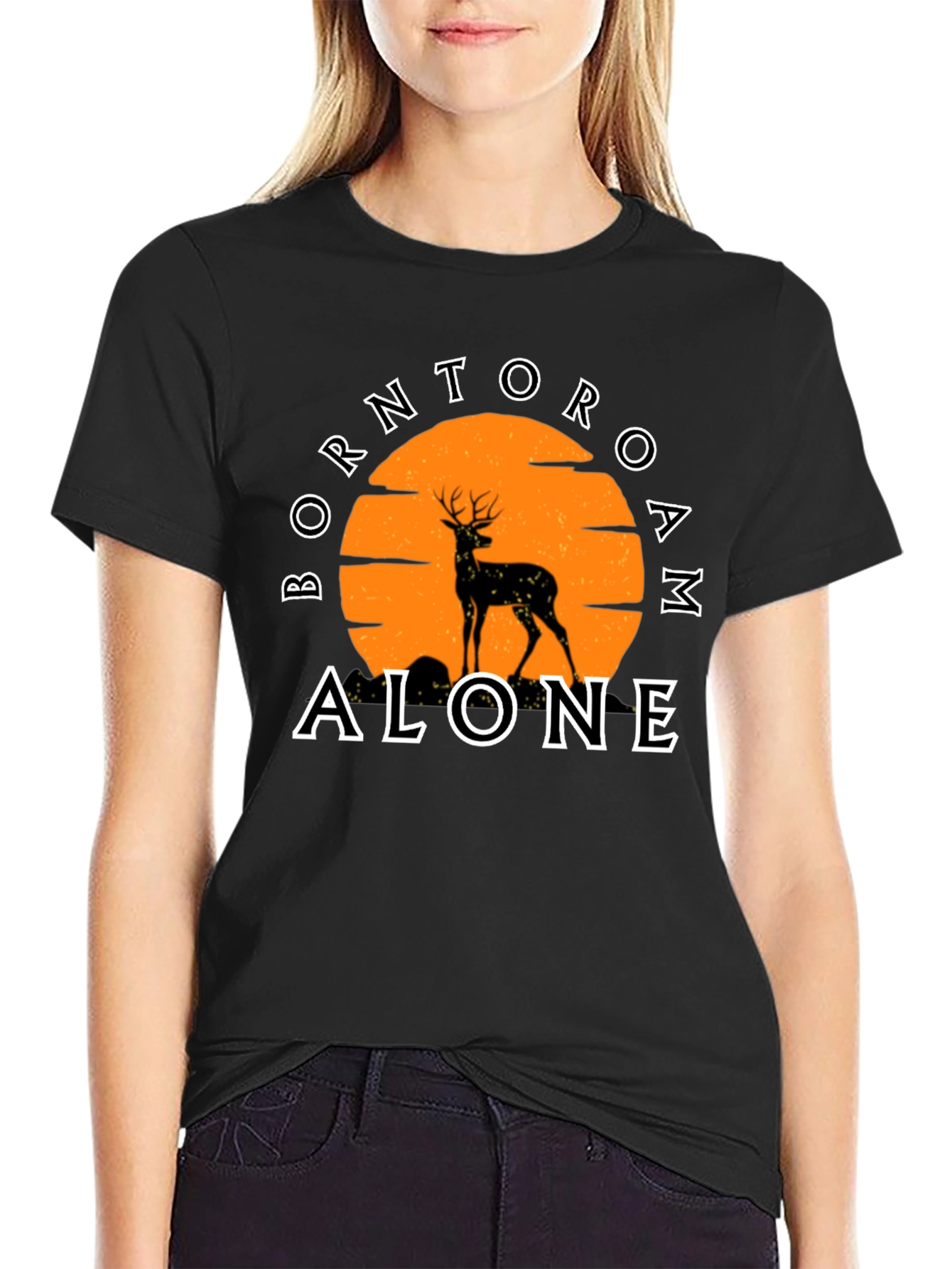 Born To Roam Alone Deer Graphic Tee