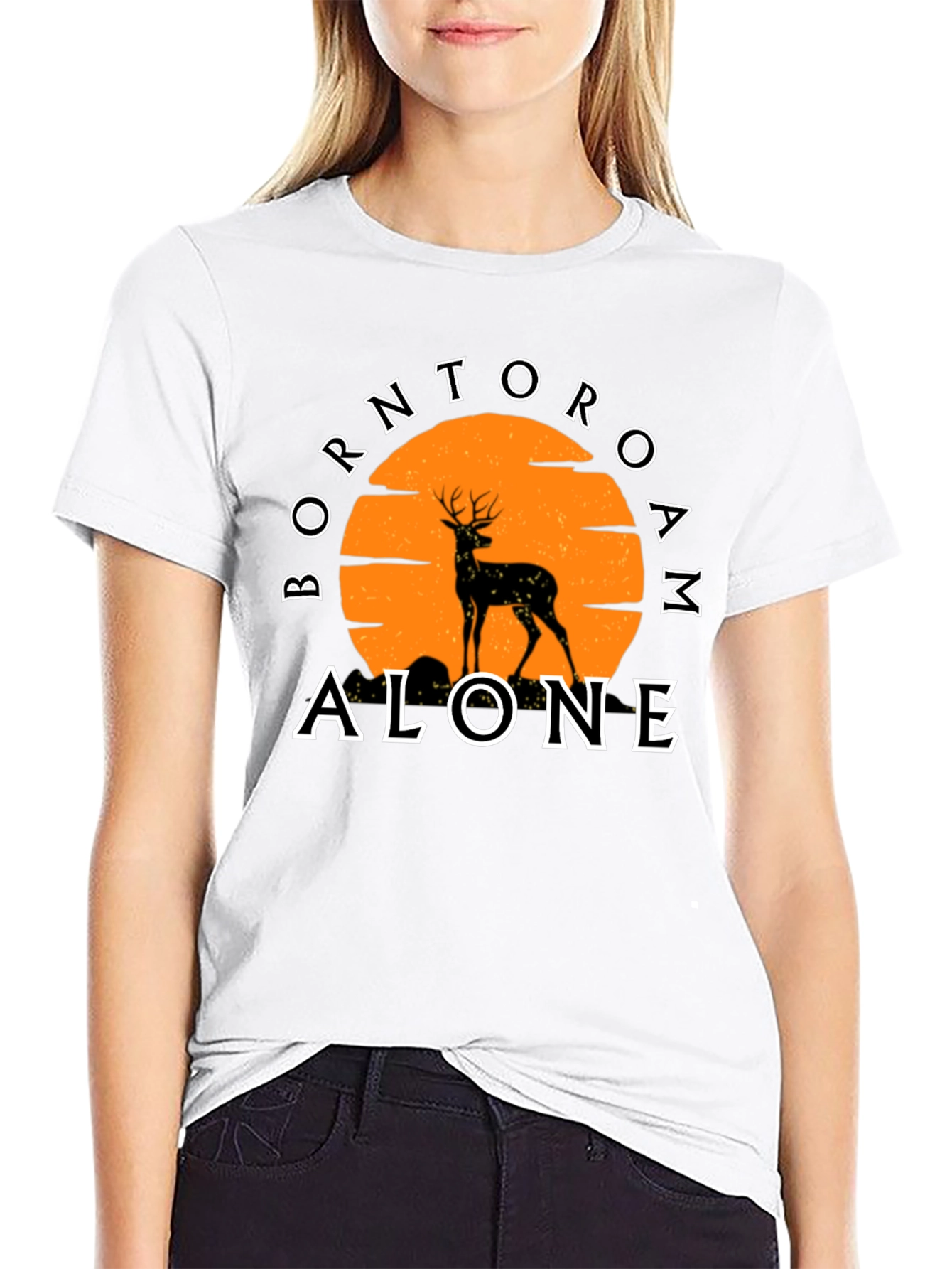 Born To Roam Alone Deer Graphic Tee