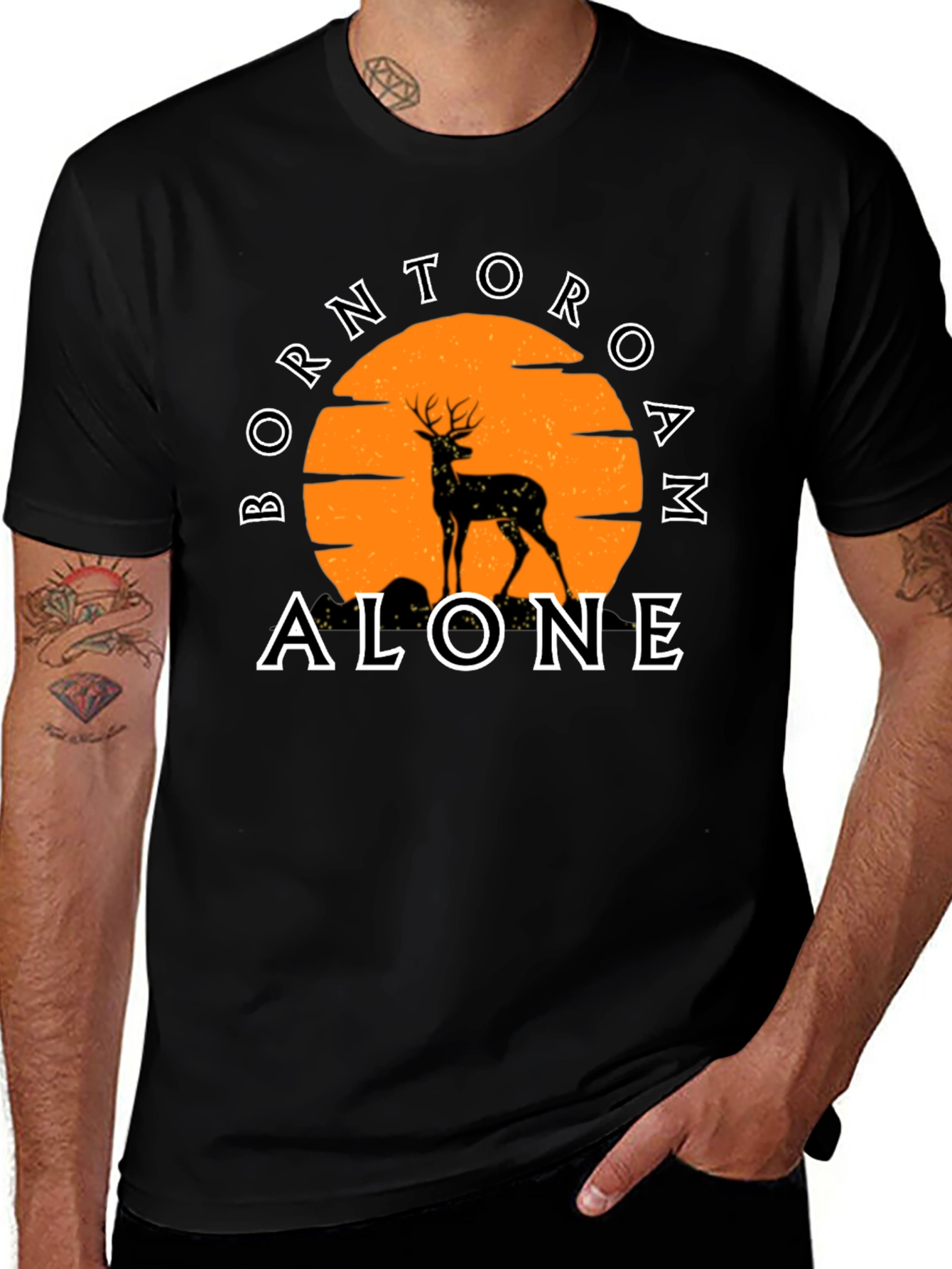 Born To Roam Alone Deer Graphic Tee