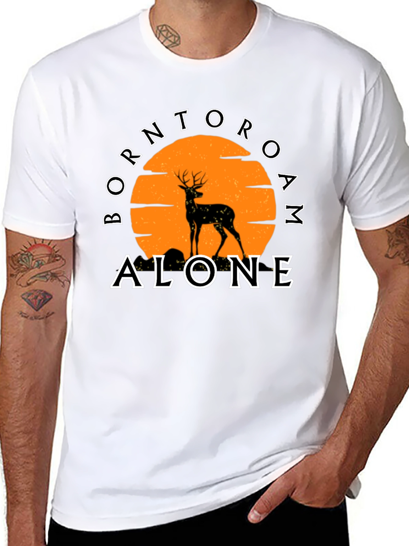 Born To Roam Alone Deer Graphic Tee