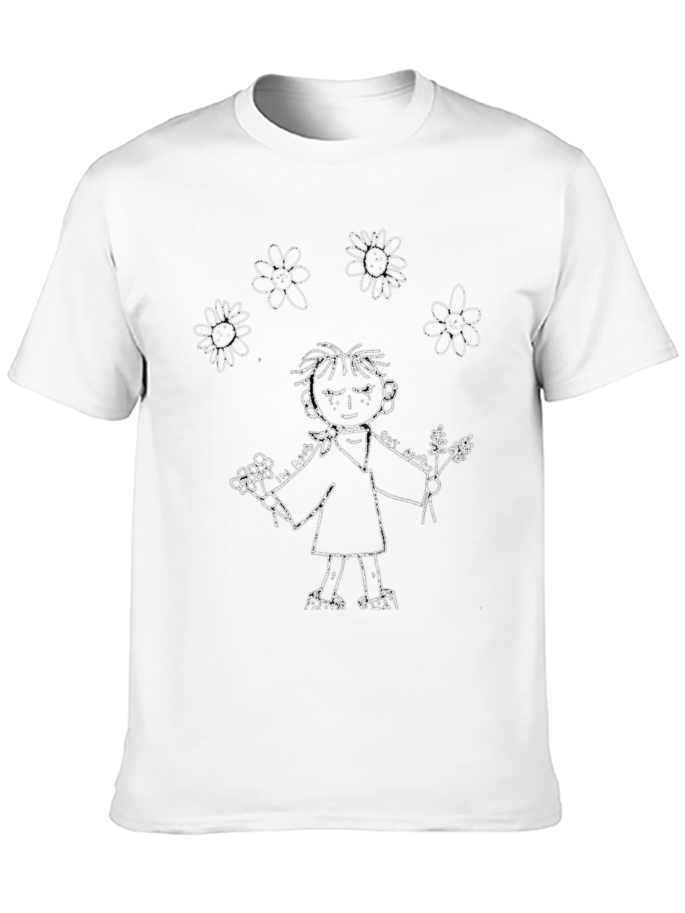 Doodle Kid Graphic Tee - Black Cotton Casual Shirt