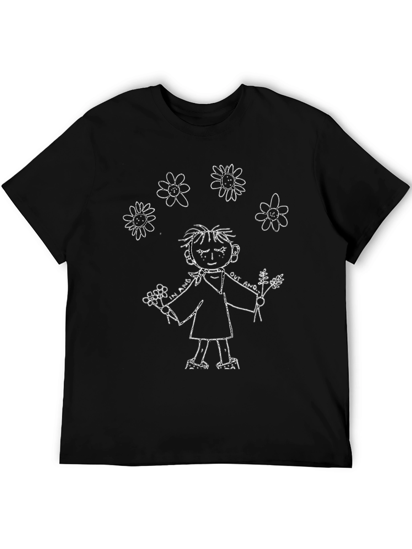 Doodle Kid Graphic Tee - Black Cotton Casual Shirt