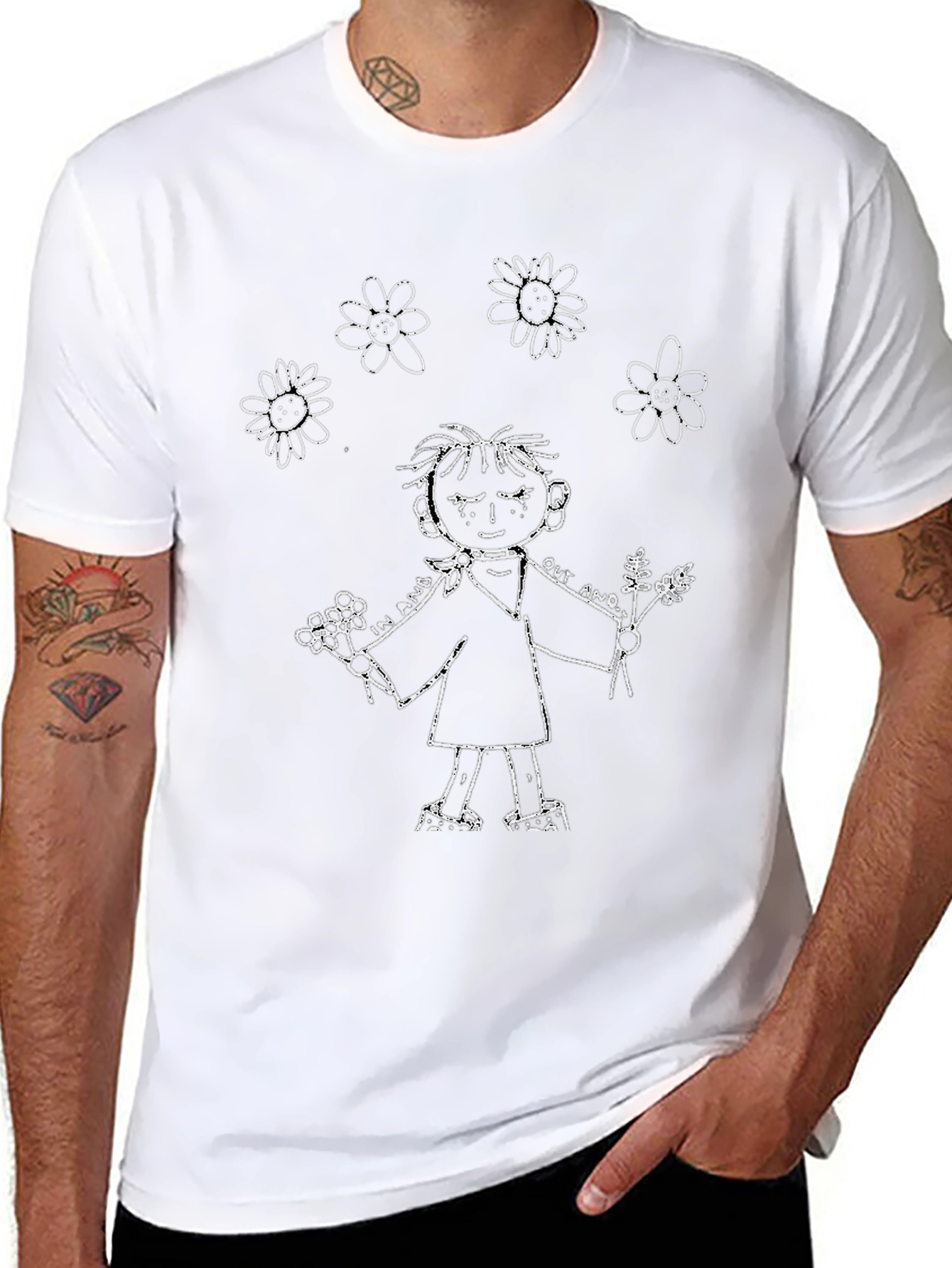 Doodle Kid Graphic Tee - Black Cotton Casual Shirt