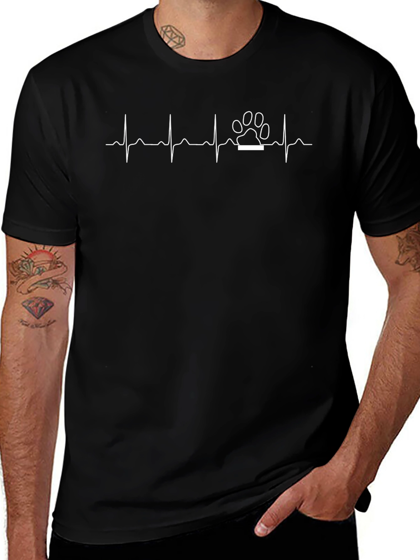 Dog Paw Heartbeat T-Shirt - Pet Lover Tee
