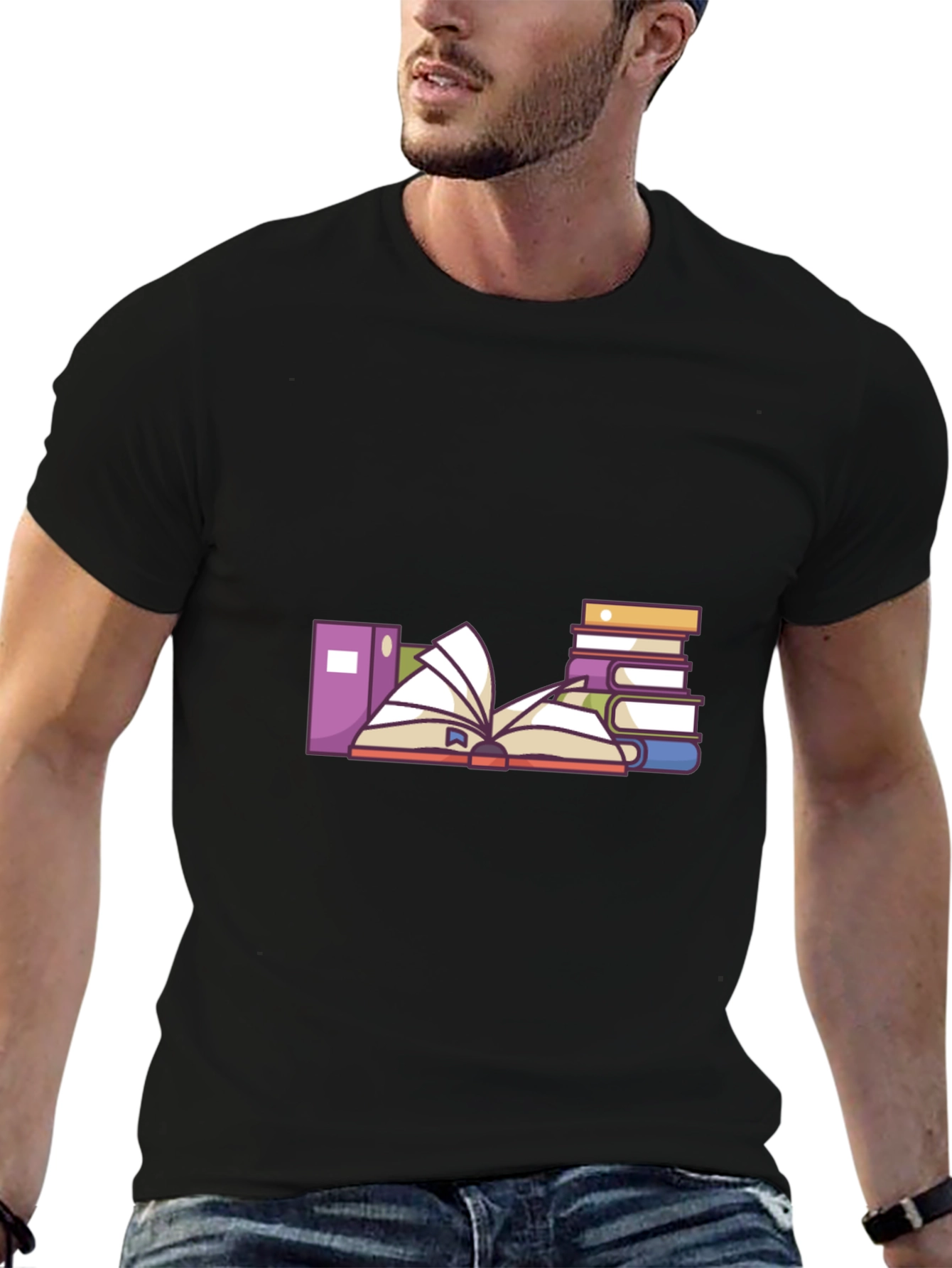 Bookworm Graphic Tee - Black Cotton Blend