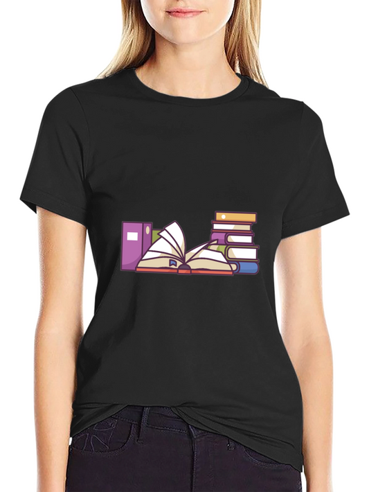 Bookworm Graphic Tee - Black Cotton Blend